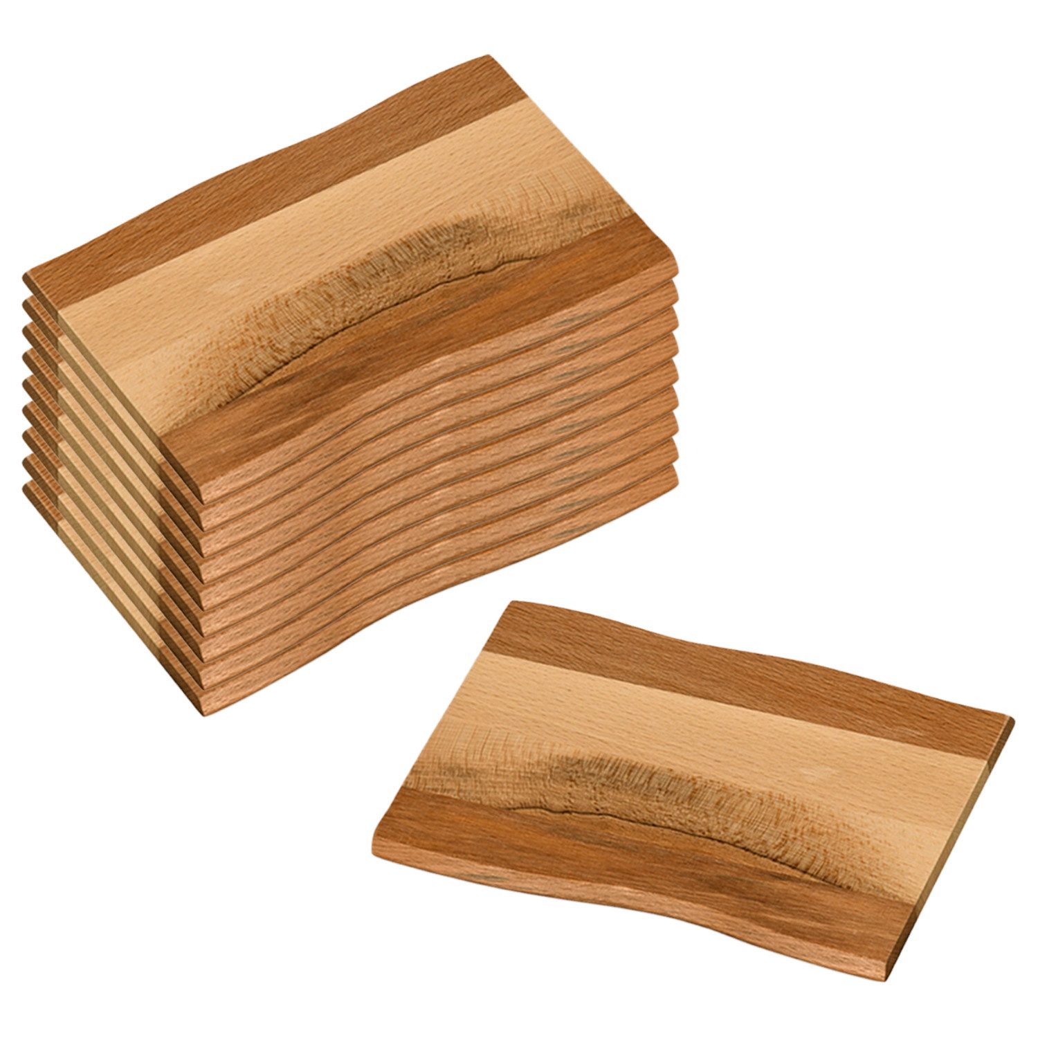Kesper Frühstücksbrett 10 Stück Frühstücksbrettchen, Kernbuche - 23 x 15cm, Holz, (10-St), zum Brandmalen oder für eine Laser Gravur geeignet