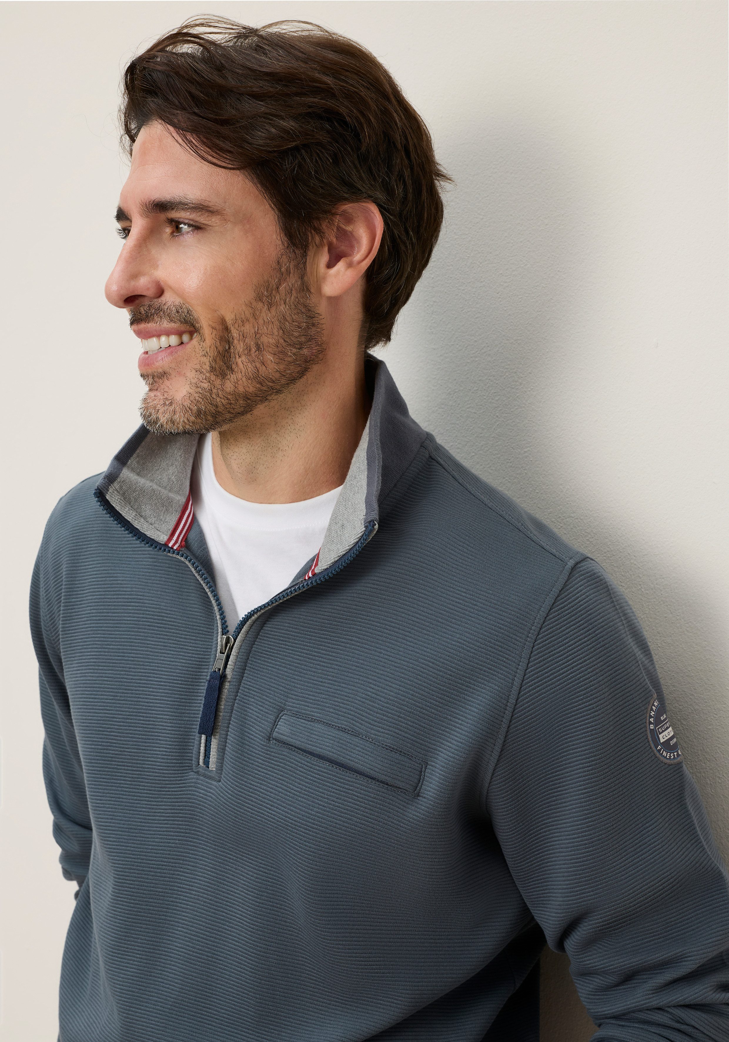 Man's World Sweatshirt - Sportiv gepflegte Optik für Alltag und Freizeit gerippter Oberstoff, Reissverschlusstasche, Kontrastakzente – Bild 4 von 5