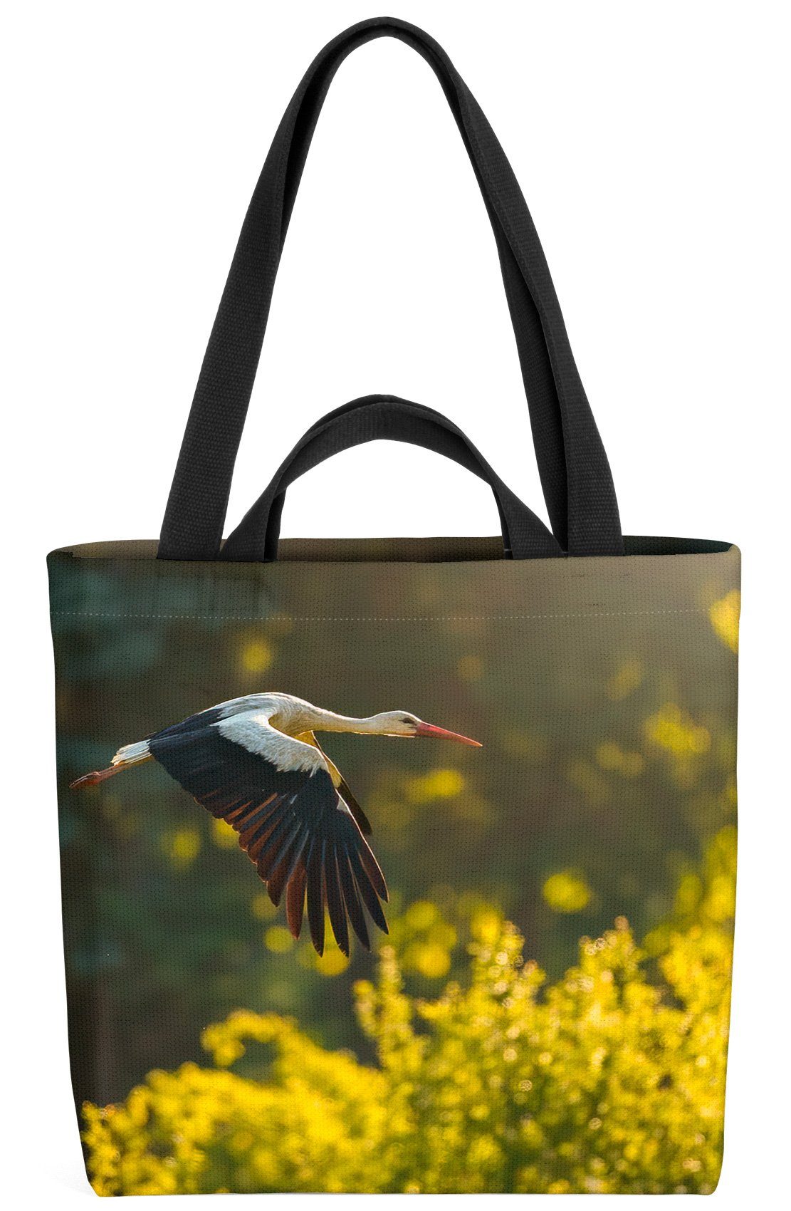 VOID Henkeltasche (1-tlg), Storch Kinder Blumen Vogel Natur Kranich Tier Landschaft Zoo Freizeit