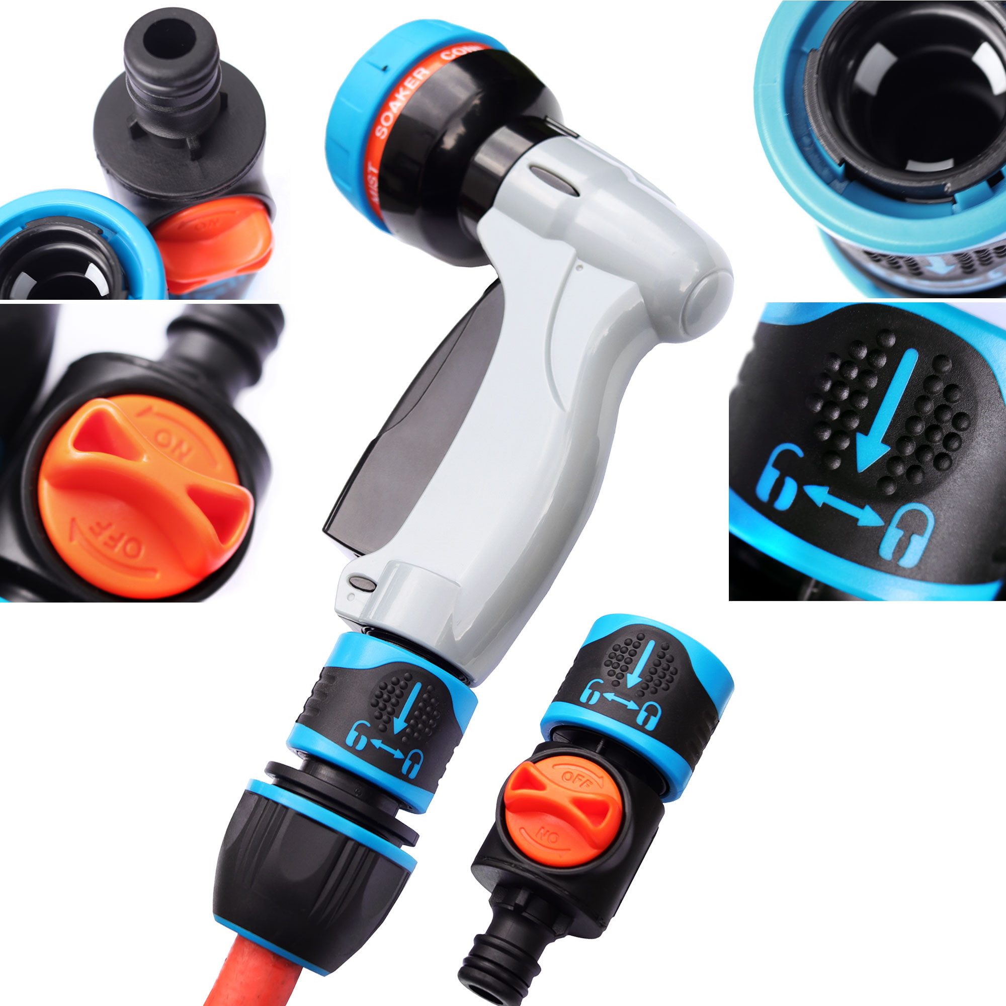 GRÜNTEK Bewässerungsschlauch Schlauchverbinder und Connector Set 1/2', 3/4', 5/8' mit Wasserstop, ank des Wasser-Stop-Systems des Konnektors kann zwischen unterschiedlichen Bewässerungssystemen gewechselt werden, ohne dafür das Wasser abstellen zu müssen., (Konnektor/Uhr), Aqua-Stopp System. Schlauchkupplung