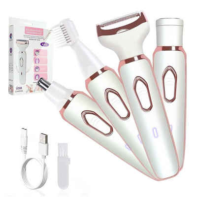 DESUO Haarentferner-Set 4-In-1 Elektrischer Damenrasierer für Gesicht Bikinizone USB-Aufladung