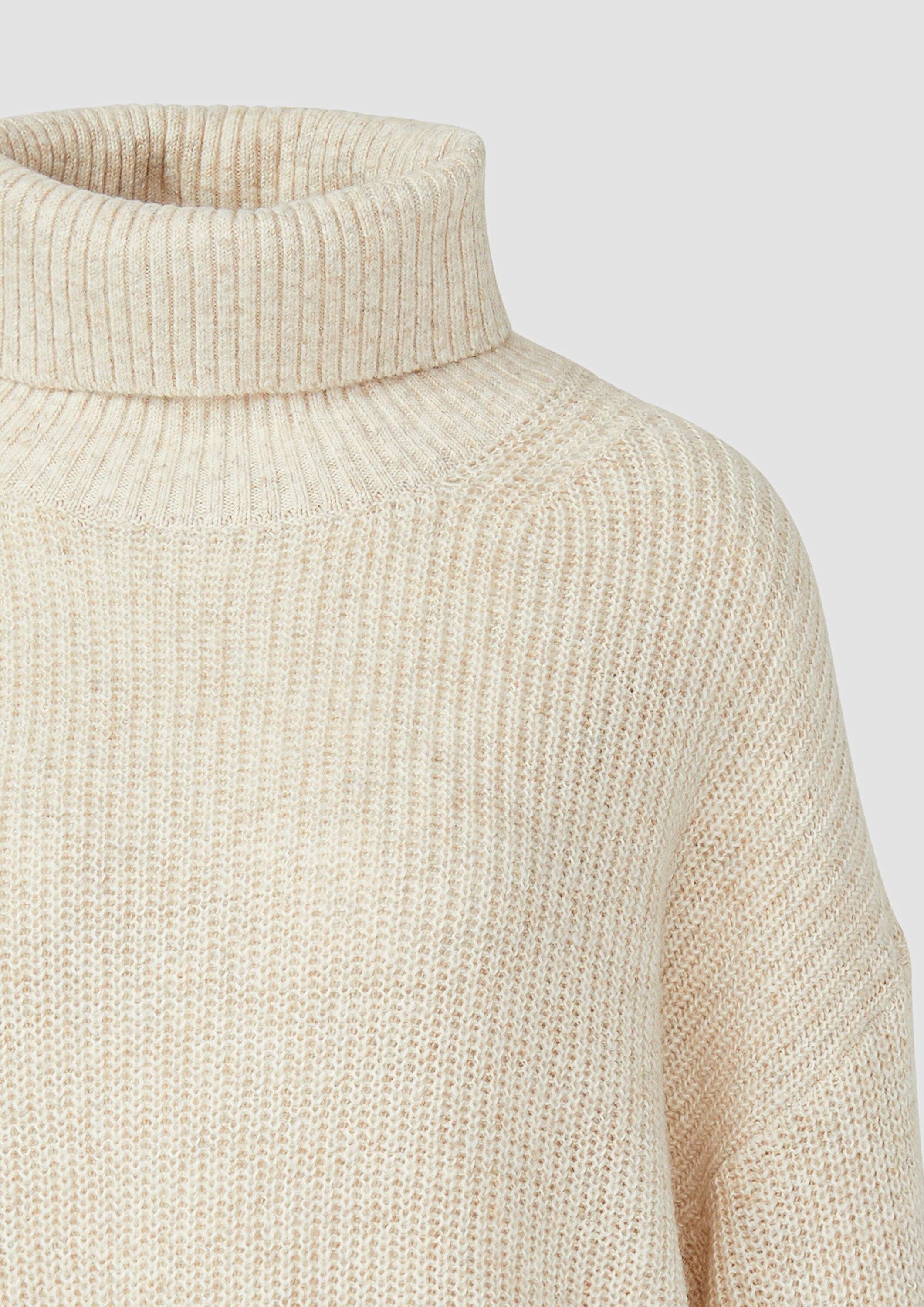 s.Oliver Longpullover Strickpullover Oversize-Strickpullover mit weiten Ärmeln und Rollkragen