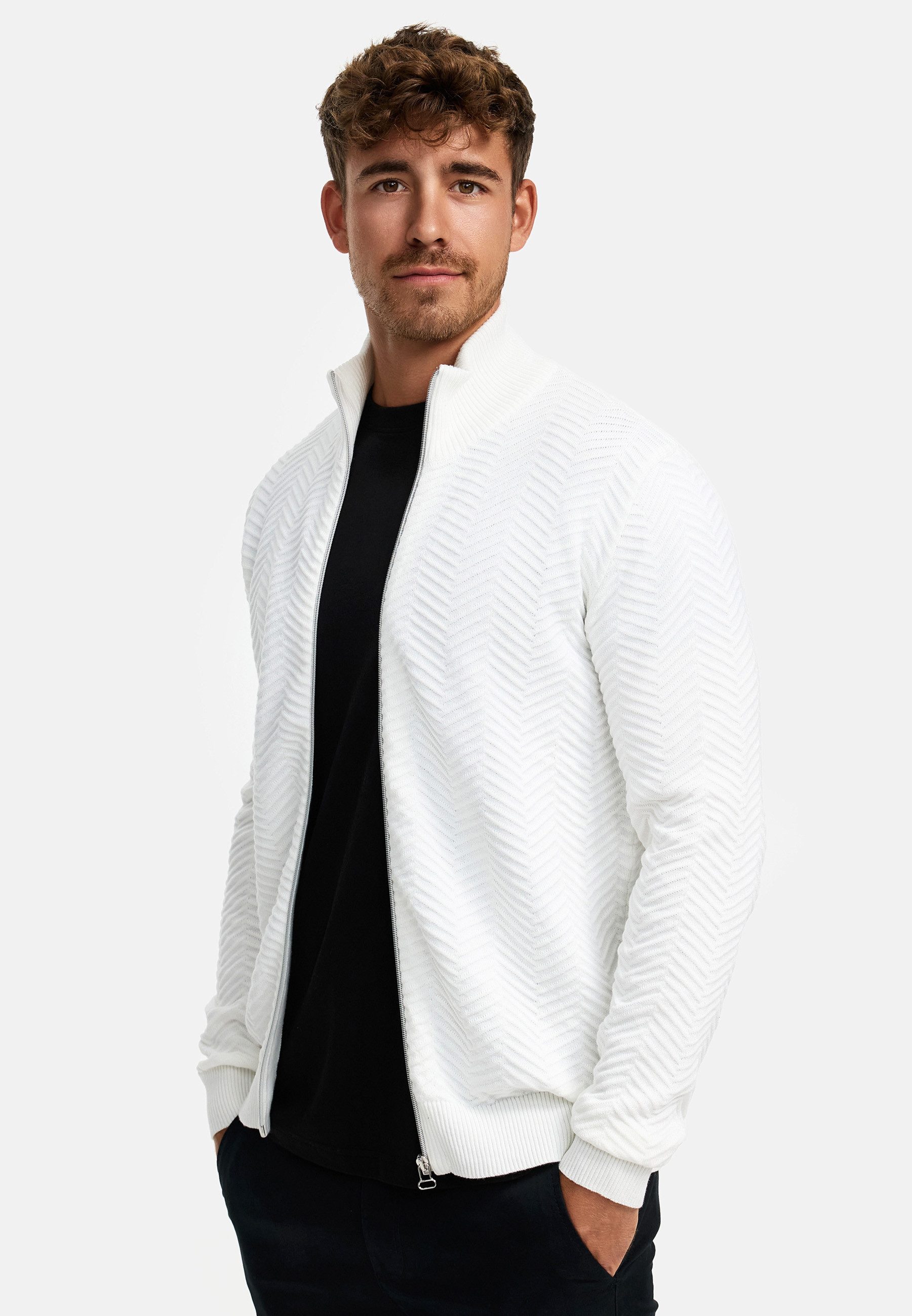 Kronstadt Strickjacke Herren KSCarlo Herrenstrickjacke Fein-Strickjacke mit Stehkragen
