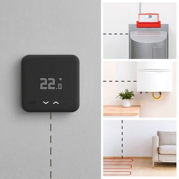 Tado Heizkörperthermostat Starter Kit - Smartes Thermostat V3+ (Verkabelt) Black Edition