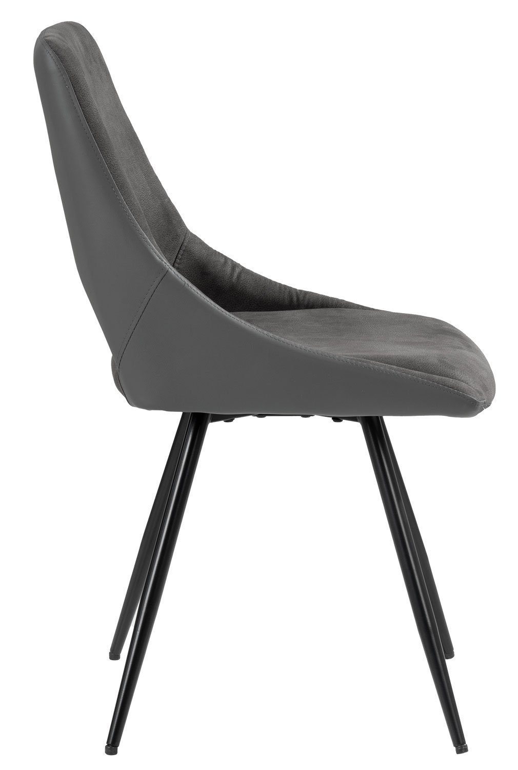 Esszimmerstuhl ERNESTO, 4er Set, Grau, Schwarz, Mikrofaser