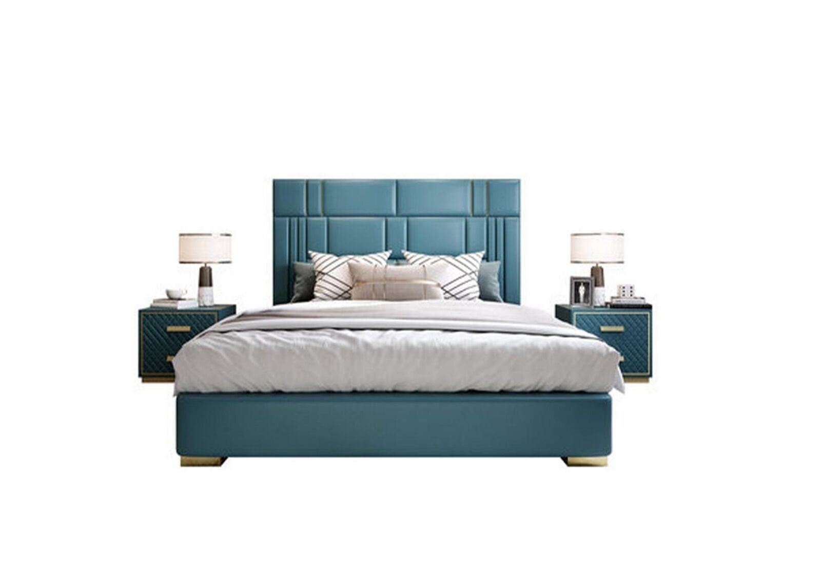 Doppel Made Möbel ohne (1-tlg., 1x Schlafzimmer Hotel Design Luxus JVmoebel Couchtische), Europa in nur Polster Betten Bett Bett Bett