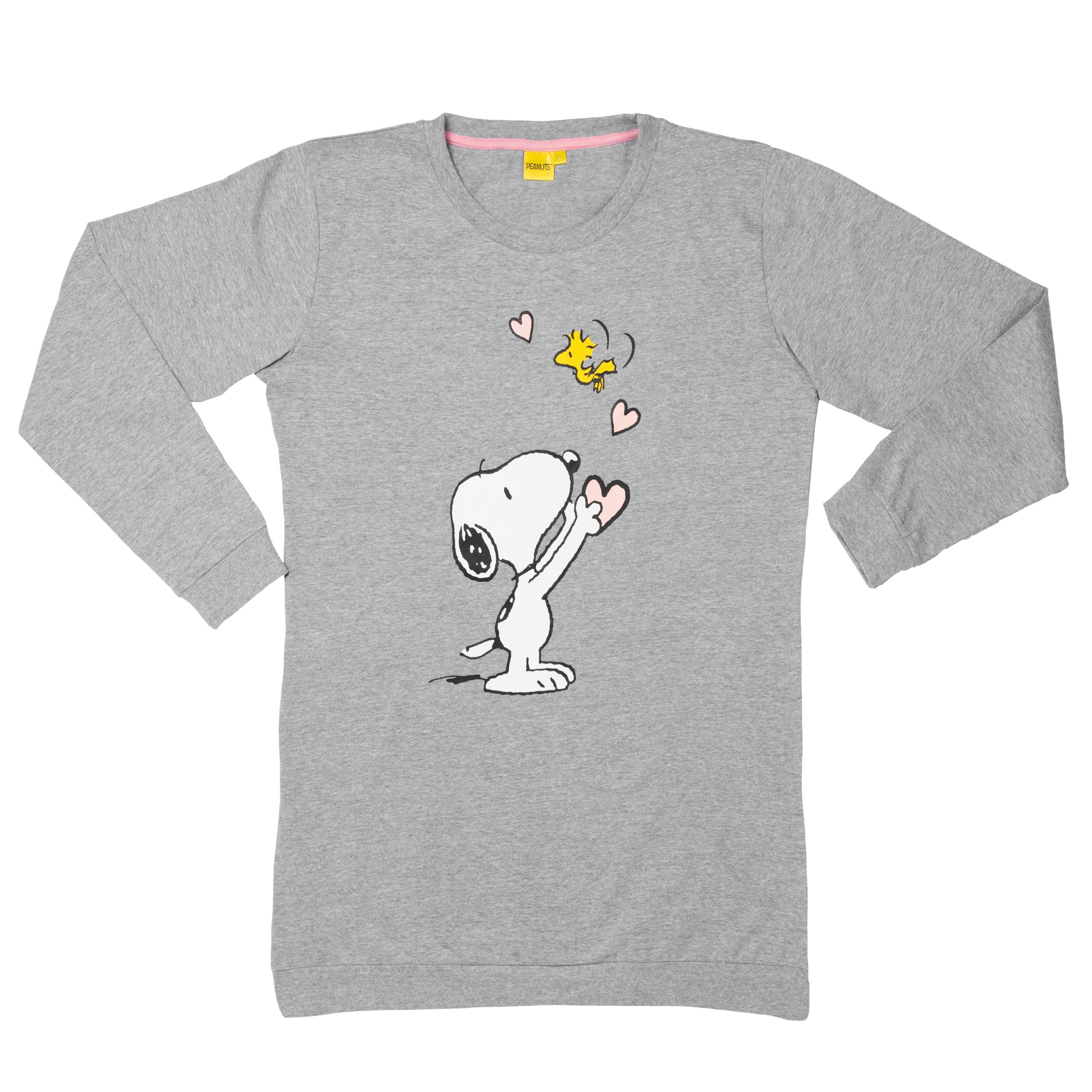 United Labels® Nachthemd The Peanuts Nachthemd für Damen Snoopy – Schlafshirt Grau
