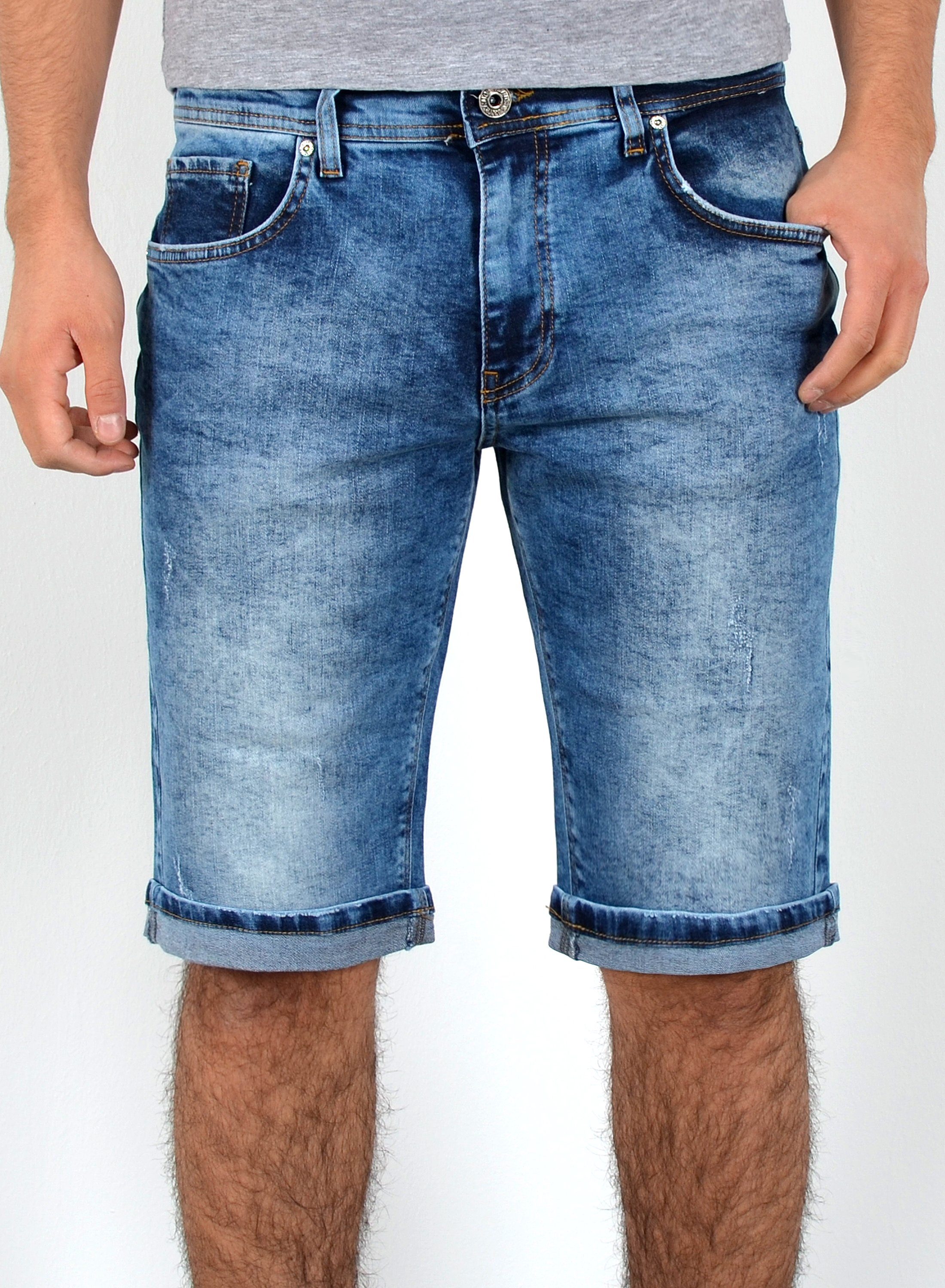 Hose, Herren Rissen Übergröße mit Destroyed bis 5 Jeansshorts Capri Jeanshose Shorts Jeans Herren Pocket, im Jeansshorts Hose Straight ESRA Shorts Herren Herren Herrren / Große Jeans mit Look, Capri Herren mit Stretch, Jeans Capri Blau Jeans Plussize Herren kurze Jeanshose Hose Comfort kurze Größe, Regular Shorts, A363 A363