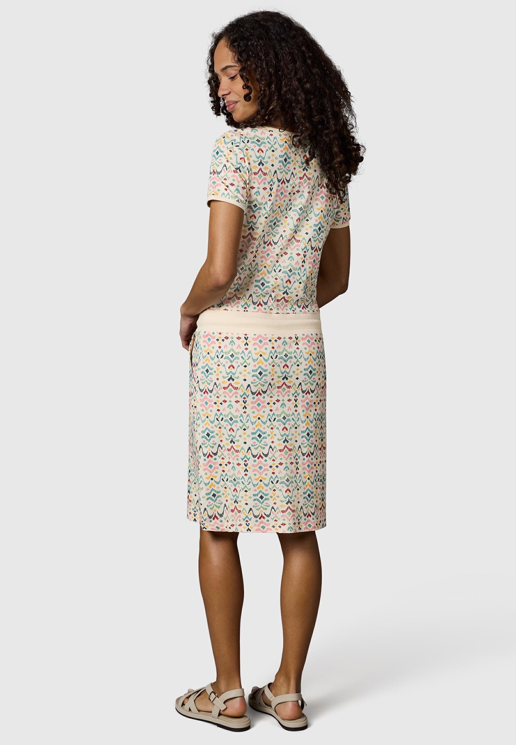 Ragwear Minikleid Baomi Print YOUMODO Gemustertes kurzes Sommerkleid mit Taillenkordel