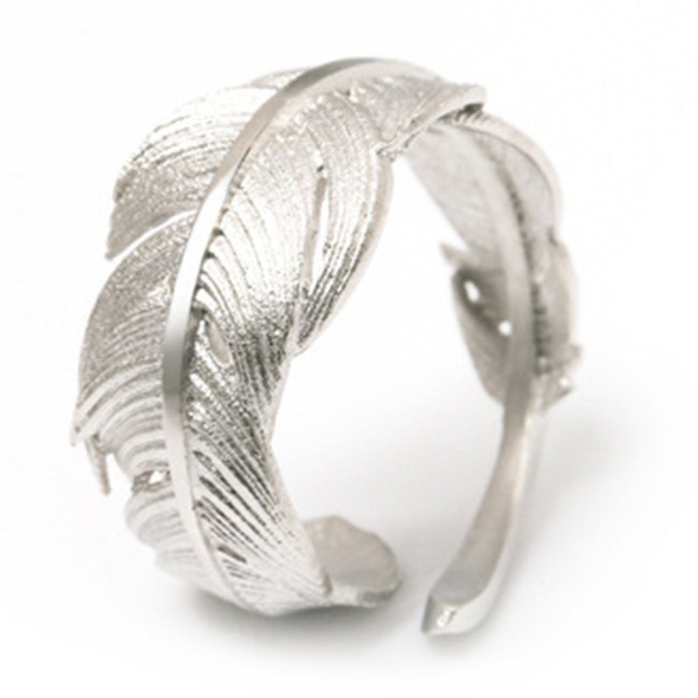Haiaveng Fingerring Ringe aus S925 Silber,Feder-Ringe unisex, Verstellbarer Ringe
