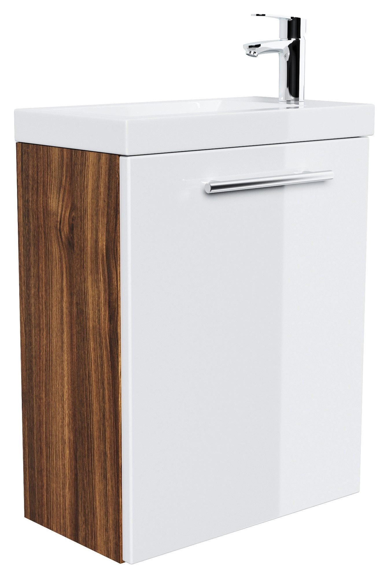 Magnolia Home Waschtisch Badmöbel Salona 50 cm Weiss / Walnuss