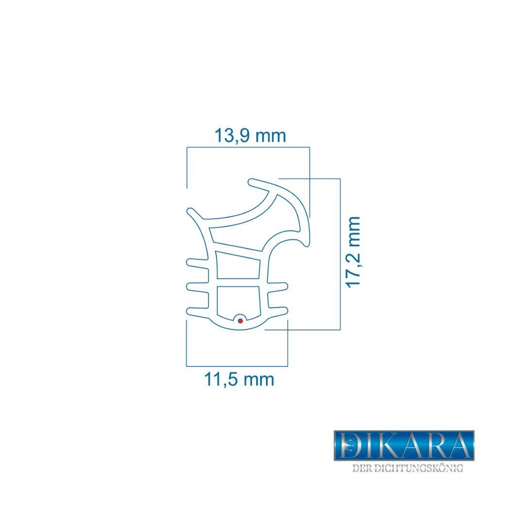 Dikara Profildichtungsband Stahlzargendichtung Höhe 17mm Breite 14mm Dichtband Gummidichtung, Antidehnungsfaden, thermoplatisches Elastomer, TPE