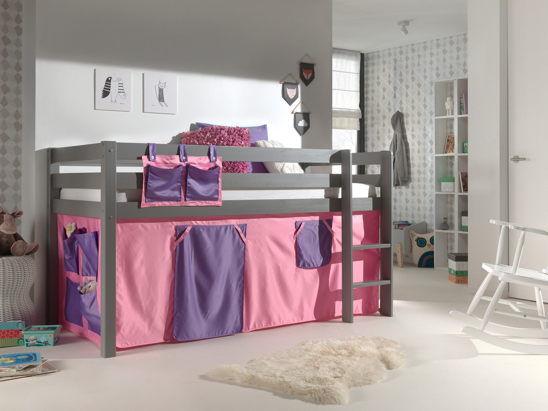 Vipack Hochbett "Pino", (Made in Europe), Massivholz, wahlweise mit Rutsche günstig online kaufen
