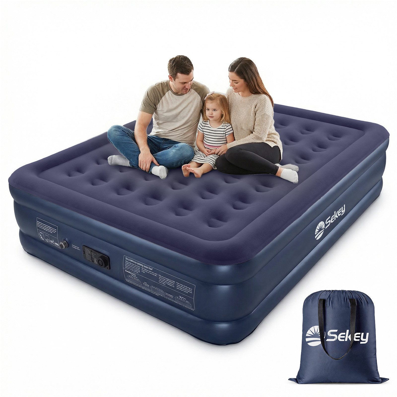 Sekey Luftbett Aufblasbare Matratze Luftmatratze selbstaufblasend hoch mit Pumpe, Luftbett Grau 203x102x40cm Wasserabweisend Einzelbett mit Tragebeutel