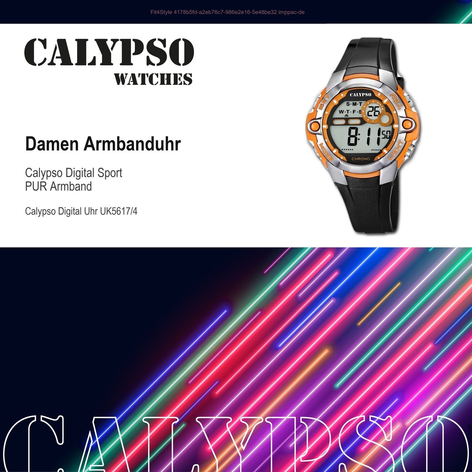 Herren Uhren CALYPSO WATCHES Digitaluhr UK5617/4 Calypso Unisex Uhr K5617/4 Kunststoffband, Damen, Herren Armbanduhr rund, PURar