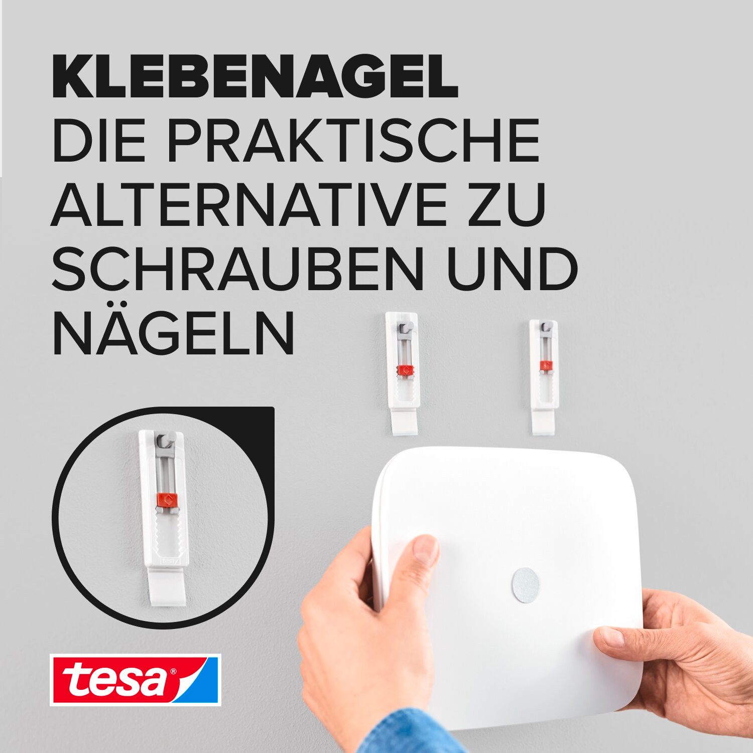 tesa Klebehaken tesa Klebenägel Tapeten & Putz, verstellbar, Halteleistung 0,5kg/Nagel, Dekoration, Leinwände, Bilder, Girlanden, Lichterketten, (Packung, 2-St., 2 Stück), Klebenägel mit max. 0,5 kg Haltekraft - Tapete & Putz - 2er Pack
