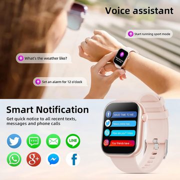 Hwagol Smartwatch (1,85 Zoll, Android, iOS), mit Bluetooth Anrufe, Uhr Damen Herren mit 140+ Sportmodi SpO2 Pulsuhr