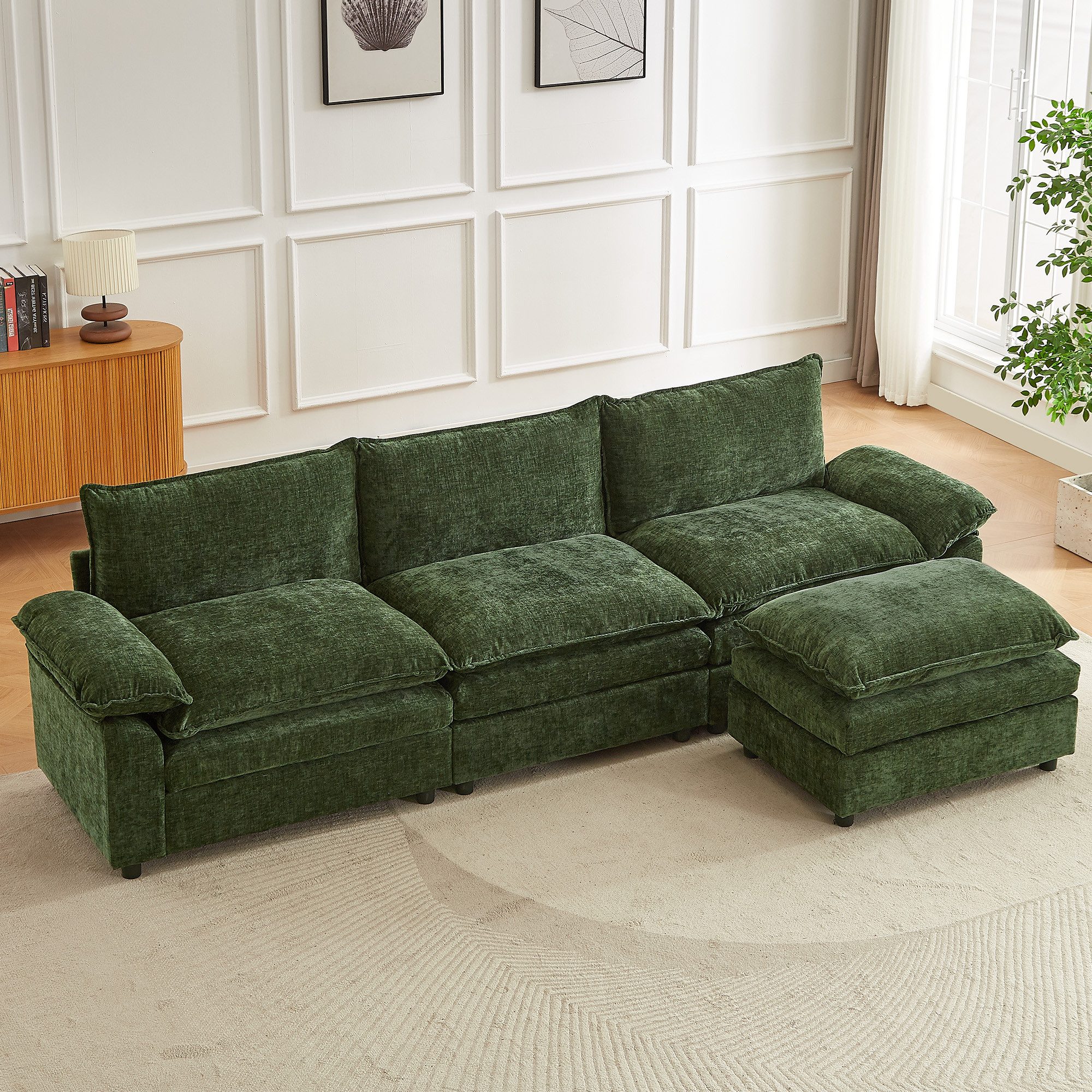 Jiexi Wohnlandschaft Modulares Sofa aus Chenille Freie Kombination Wohnlandschaft – Bild 3 von 5