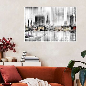 Posterlounge Poster Städtecollagen, Hamburg-Skyline, abstrakt, Wohnzimmer Malerei
