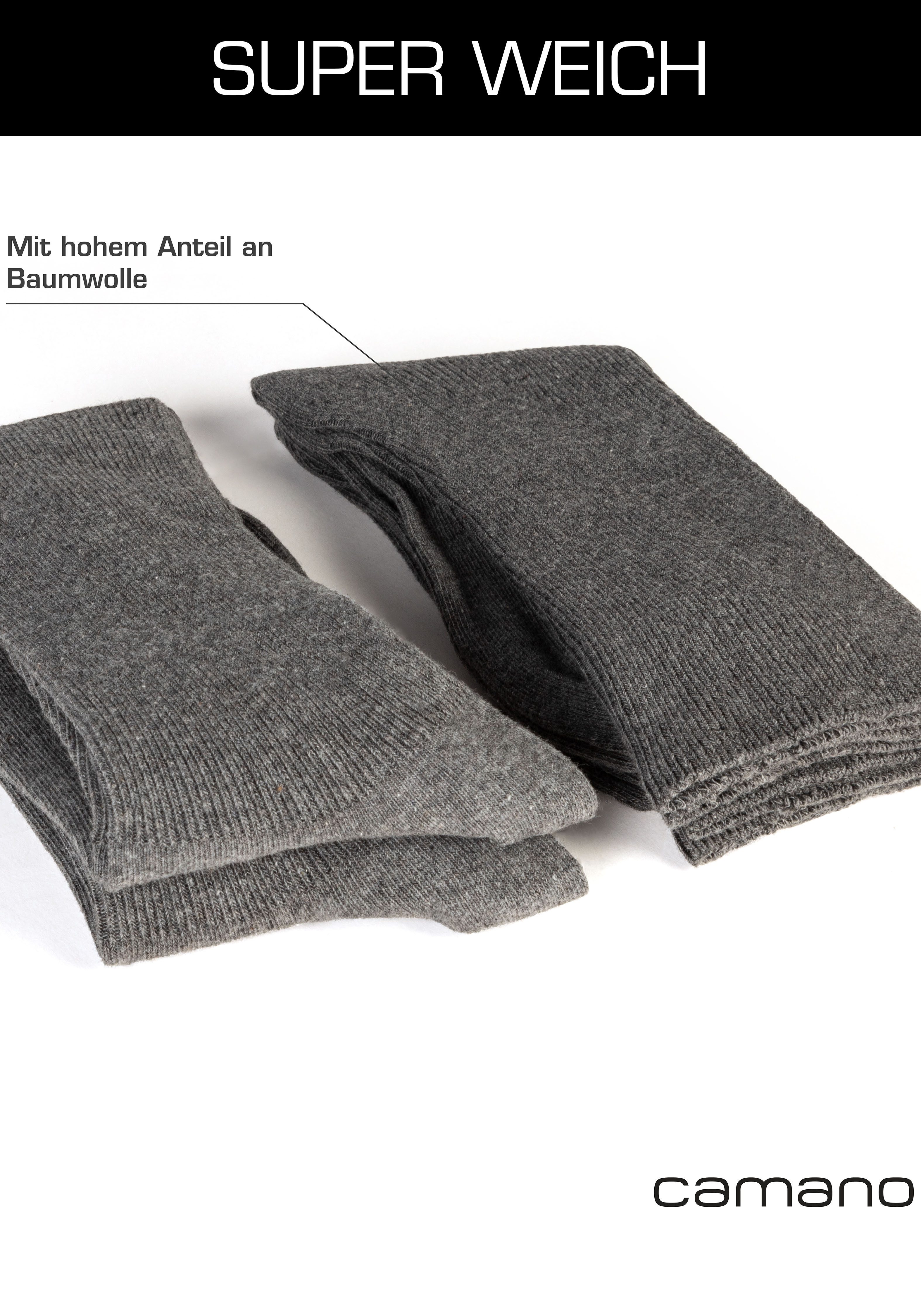 Camano Socken comfort (4-Paar, 4 Paar) superweiche Bündchen, venenfreundliche Socken