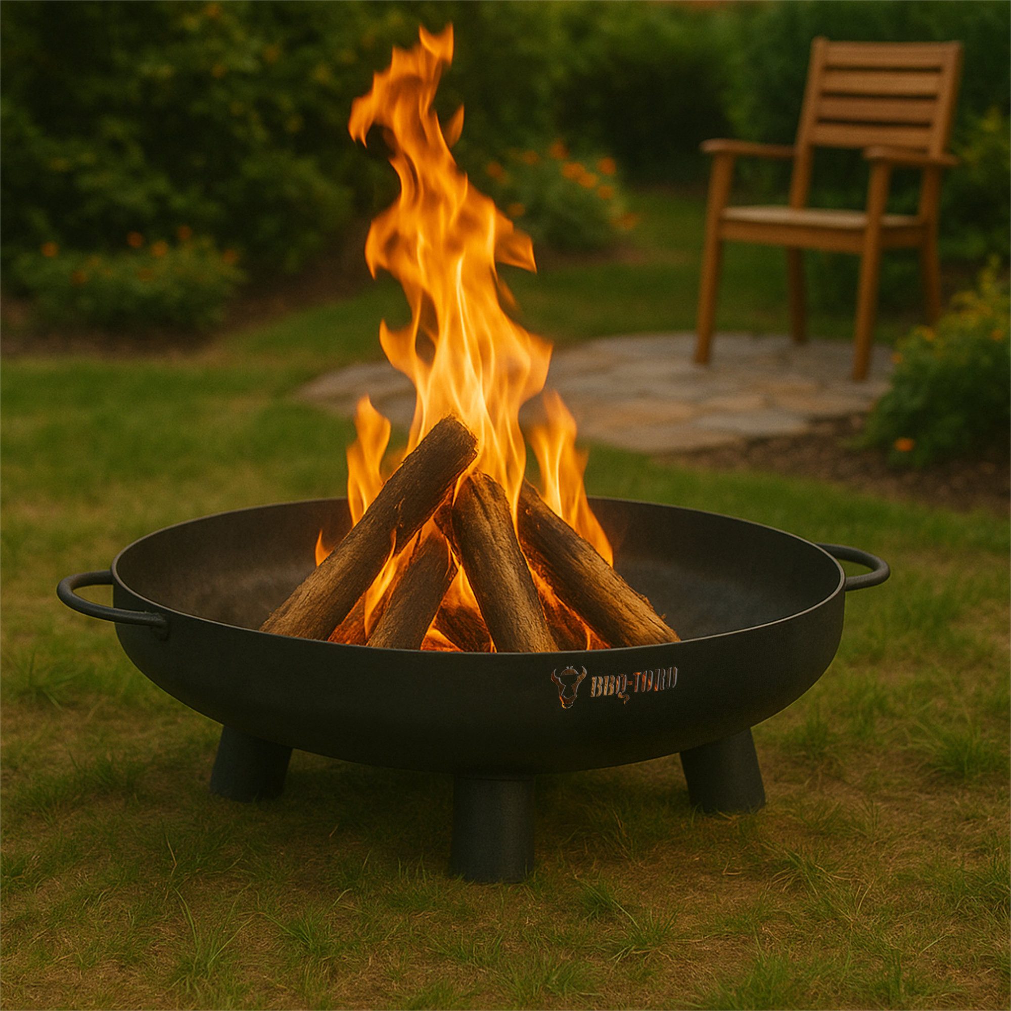 BBQ-Toro Feuerschale Feuerschale Ø 60 cm mit Deckel, Schwarz, Outdoor Dreib günstig online kaufen