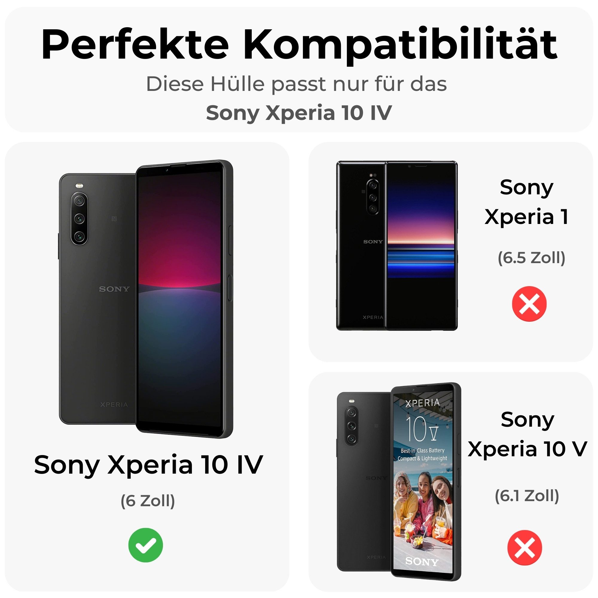 betterfon Handyhülle Handytasche für Sony Xperia 10 IV Schutzhülle Klapphülle, Bookstyle-Hülle: Magnetverschluss 3 Kartenfächer & Standfunktion