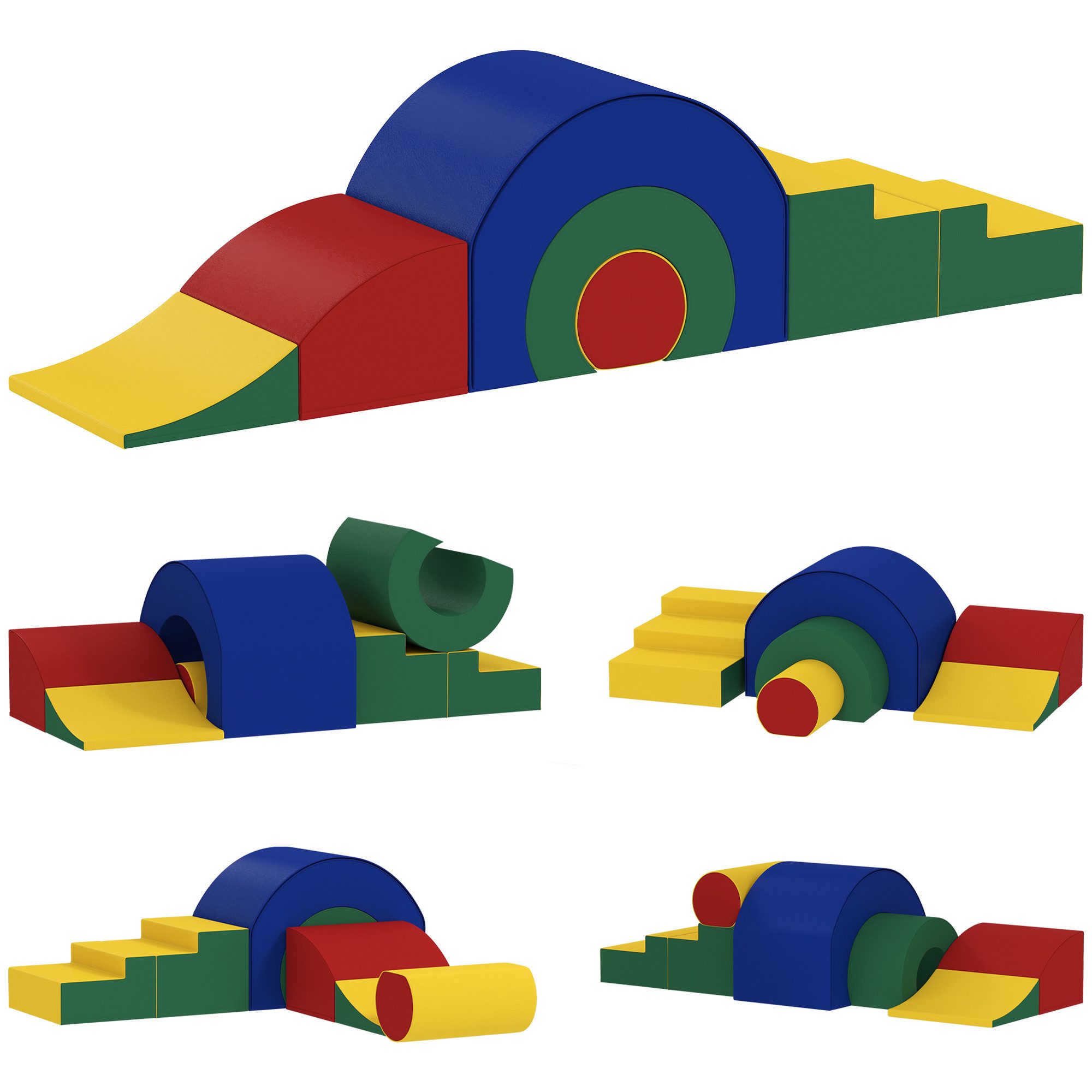 AIYAPLAY Schaumstoff Bausteine Kinder Spielbausteine, (Riesenbausteine, 5 St., 5 tlg. Klettern Softbausteine), Bauklötze Bausteinset Kunstleder Bunt