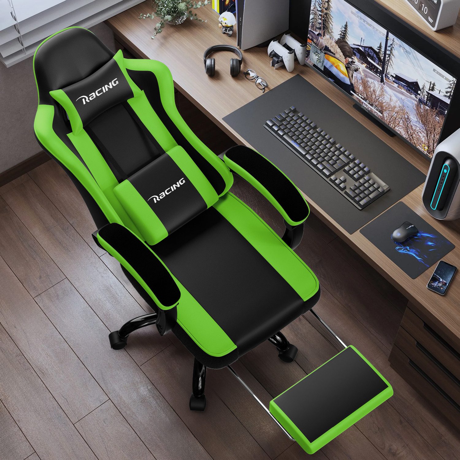 Adormii Gaming-Stuhl Gaming Stuhl ergonomisch Gaming Chair Bürostuhl verstellbare (Gaming Stuhl mit verstellbaren Lendenkissen, Armlehne und Kopfstütze, Gamer Stuhl Bequeme Sitzkissen), gepolsterter Gaming-Stuhl, bis 150 kg Belastbarkeit