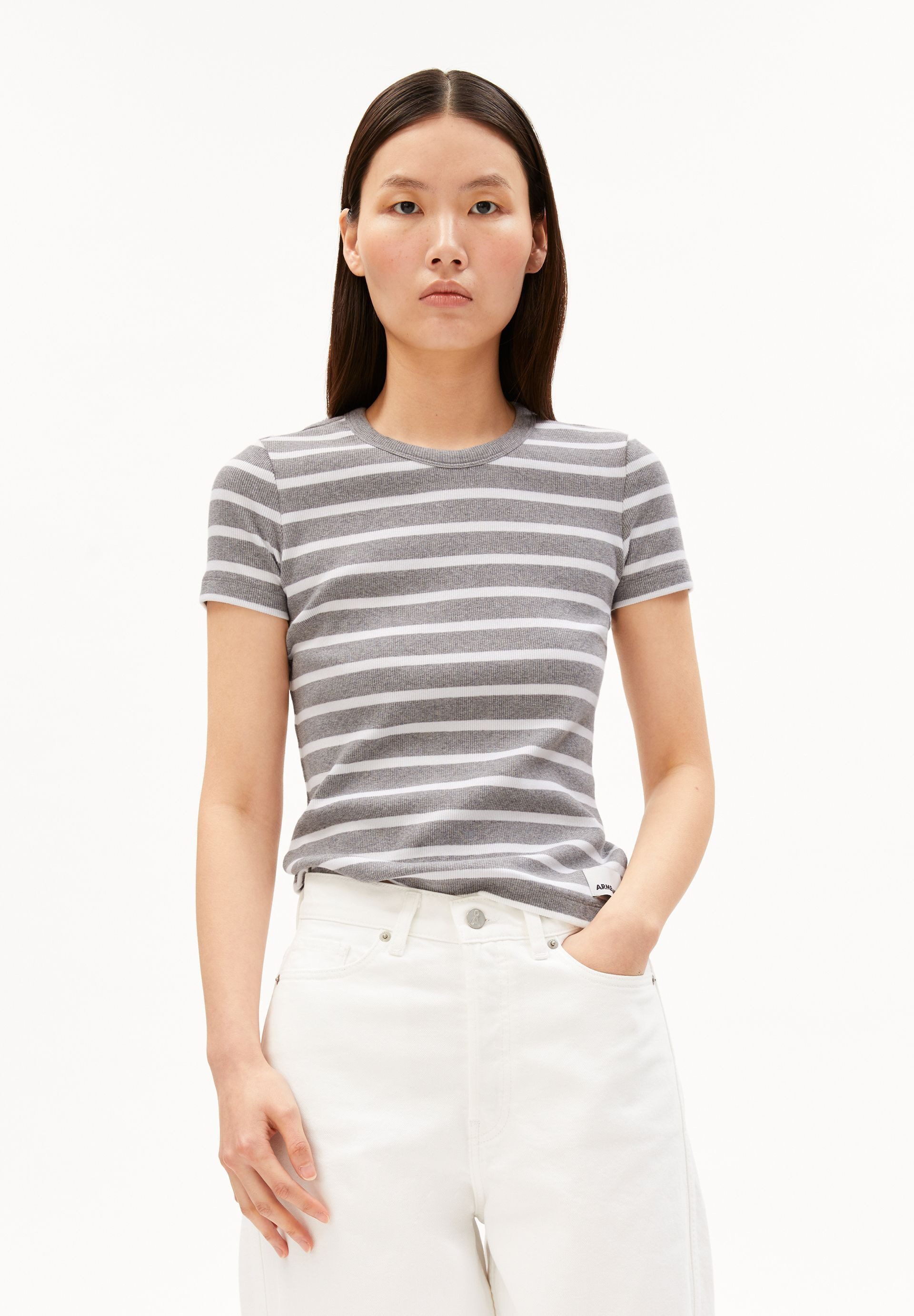 Armedangels T-Shirt KARDAA STRIPES Ripp-T-Shirt aus Bio-Baumwoll Mix Slim Fit