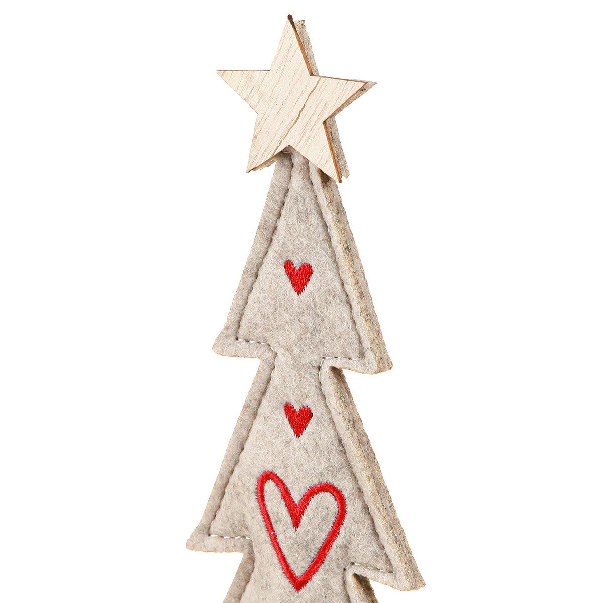 Florists Products Weihnachtsmann Tannenbaum aus Filz Deko Herzen Grau Rot 28cm Set 4 -, 4 Stück