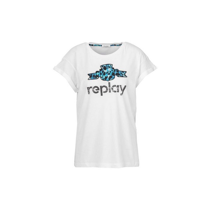 Replay T-Shirt Jersey T-Shirt mit Druck Regular-Fit mit Flügelärmel