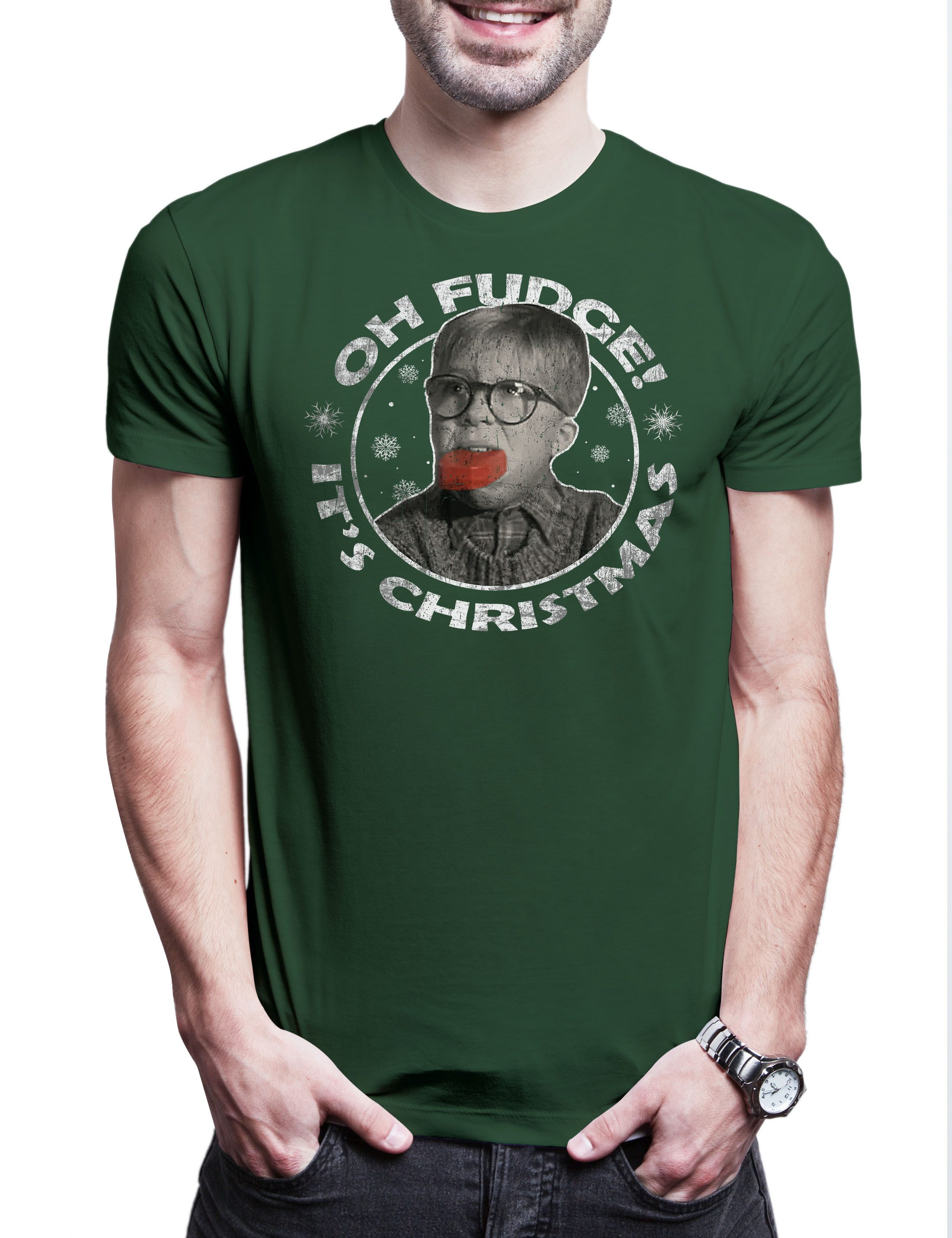 Print-Shirt Oh Fudge It´s Christmas Herren T-Shirt A Fröhliche Weihnachten Story