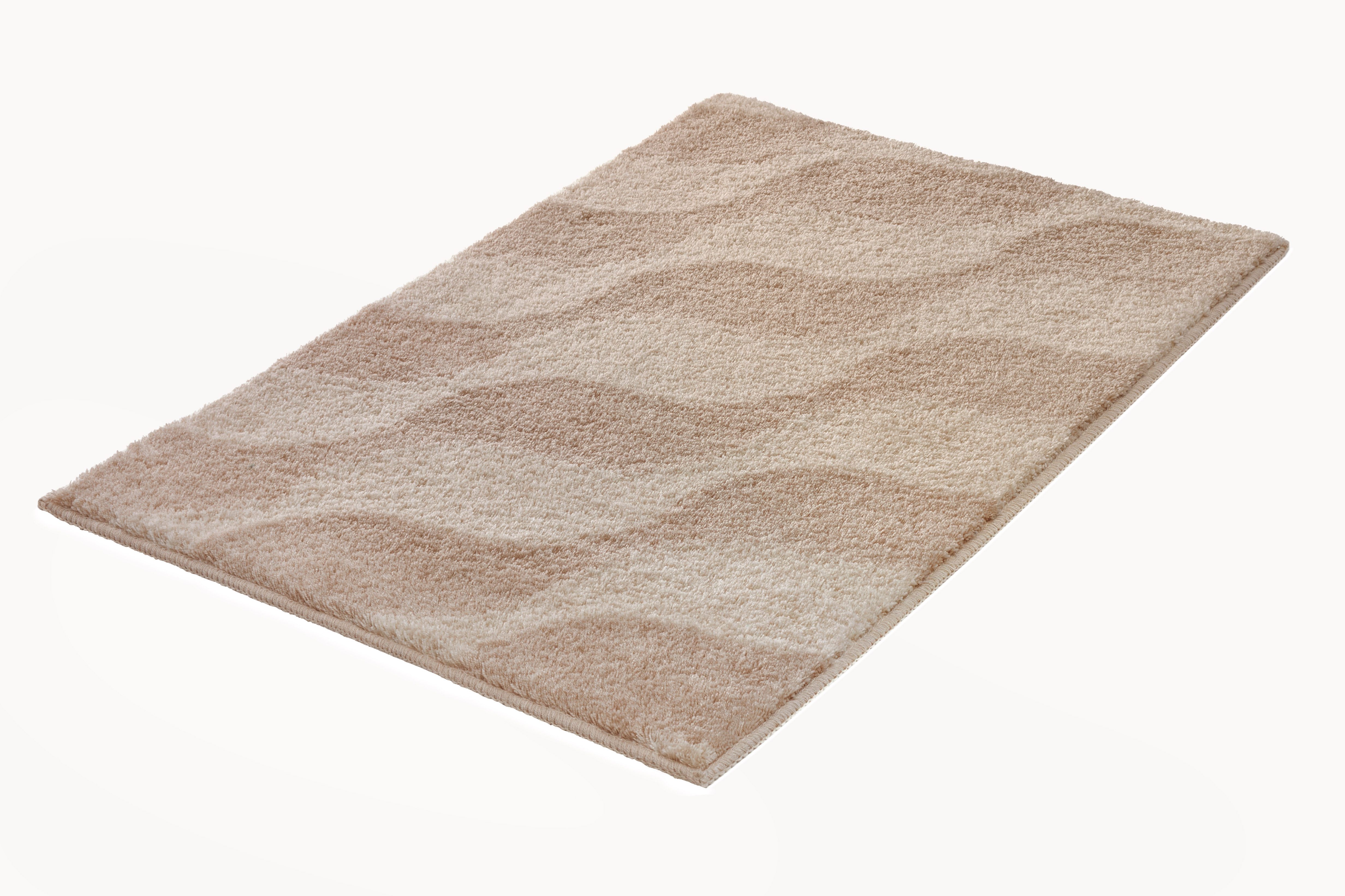 Kleine Wolke Badematte »Onda«, Badvorleger, Badezimmer Teppich, Höhe 15 mm, rutschhemmend beschichtet, fußbodenheizungsgeeignet, Polyacryl, rechteckig, Badteppich, modernes Ton in Ton Wellendesign, flauschig
