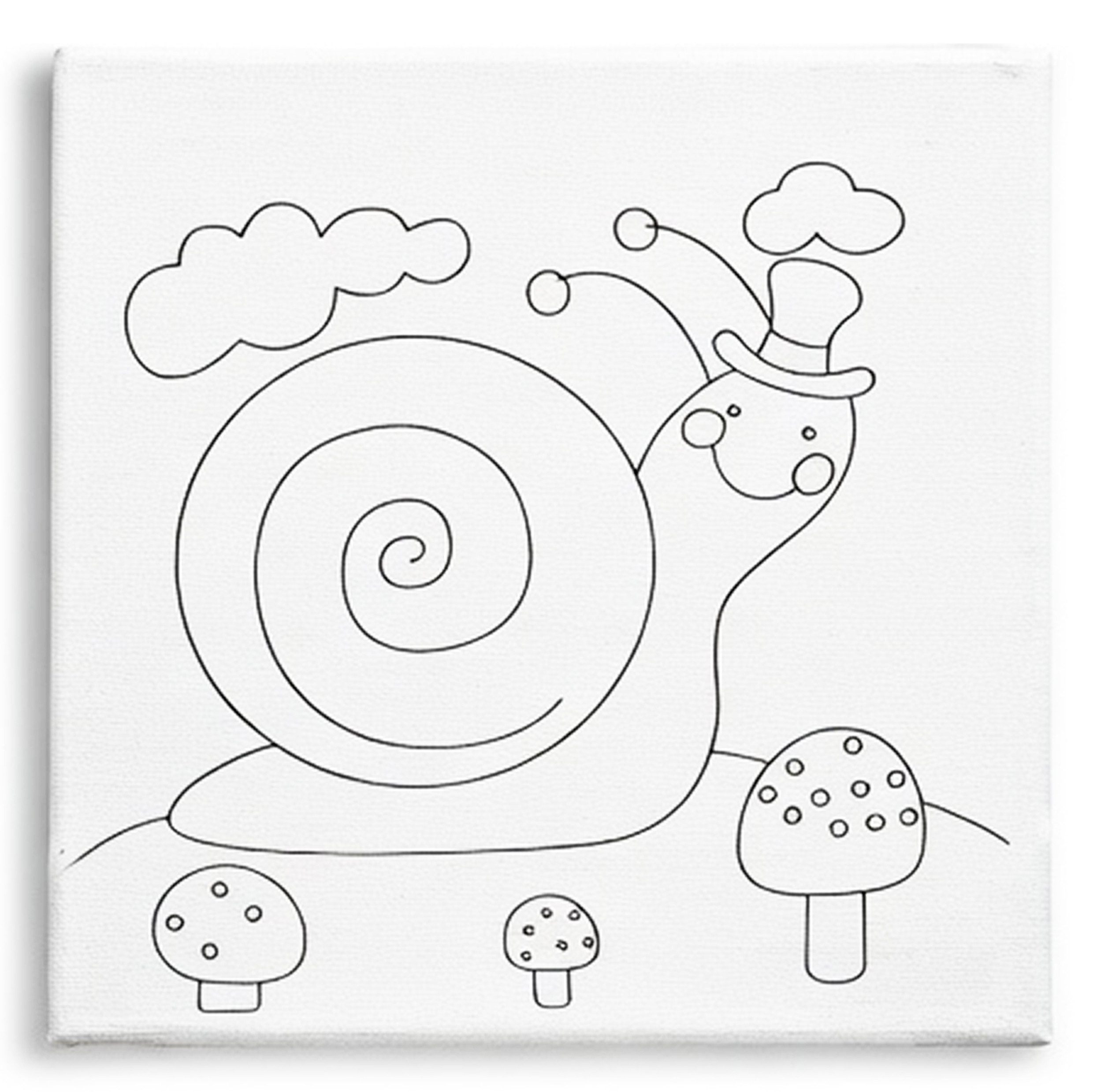 Pincello Keilrahmen KEILRAHMEN LEINWAND mit Aufdruck zum Ausmalen 25×25cm 93 (Schnecke), Tiermotive für Kinder Einhorn