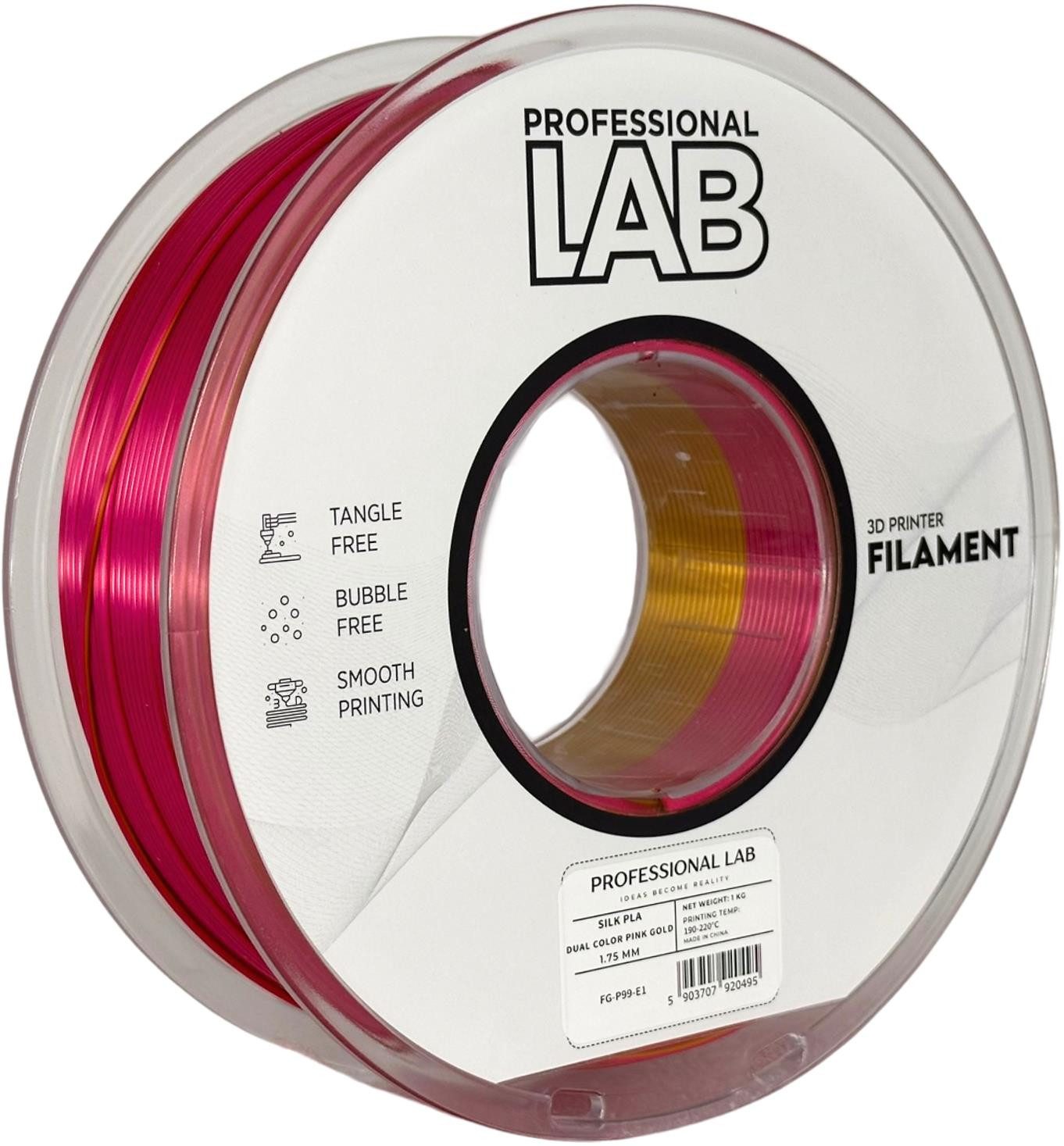 Prof. Lab Filament Silk PLA Filament Mehrfarbig 1KG 1.75mm, Rainbow Filament