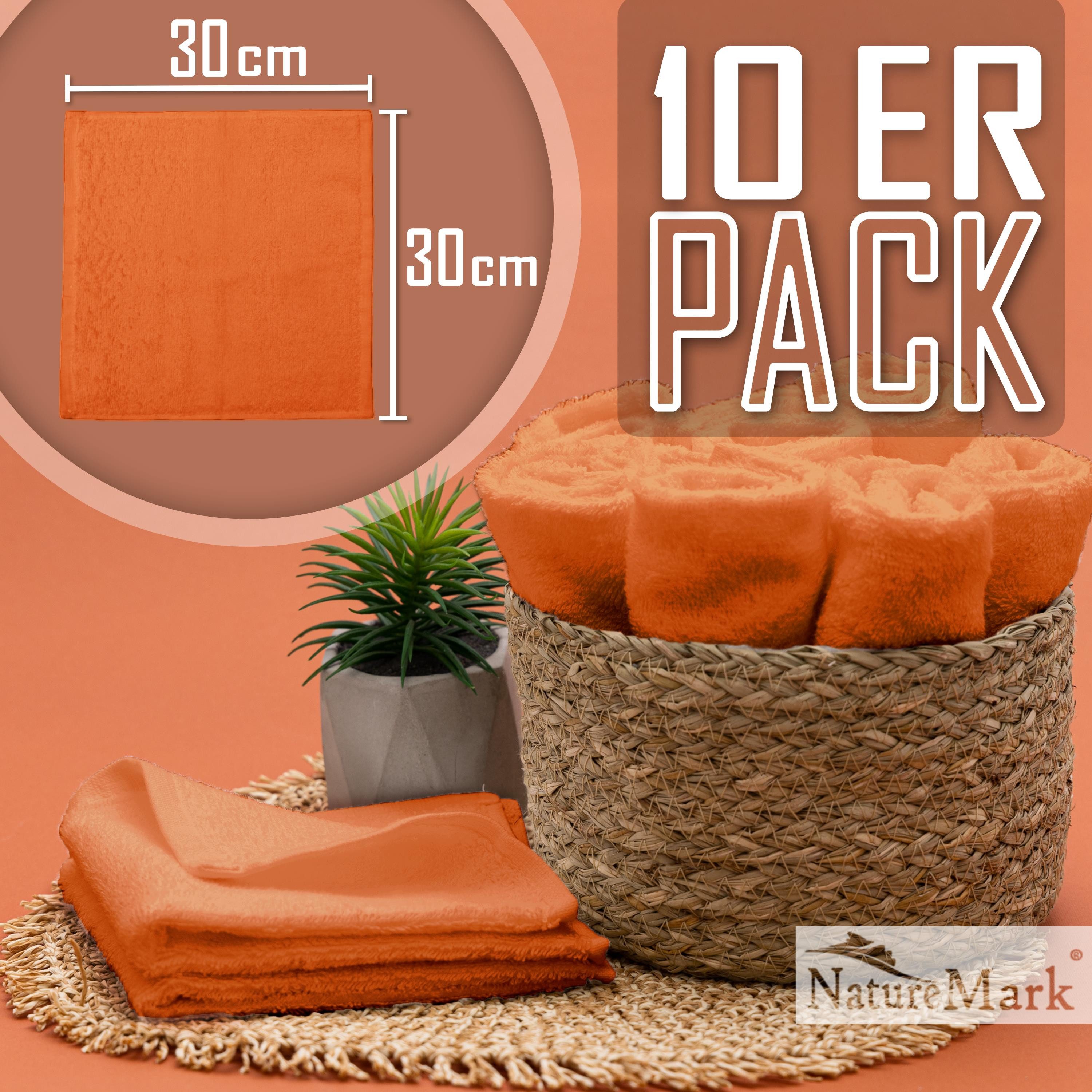 NatureMark Seiftuch 10er-Set Seiftücher 30x30cm 100% Baumwolle, (10-St), Frottier Waschlappen Seiflappen 30 x 30 cm, Terrakotta – Bild 2 von 5