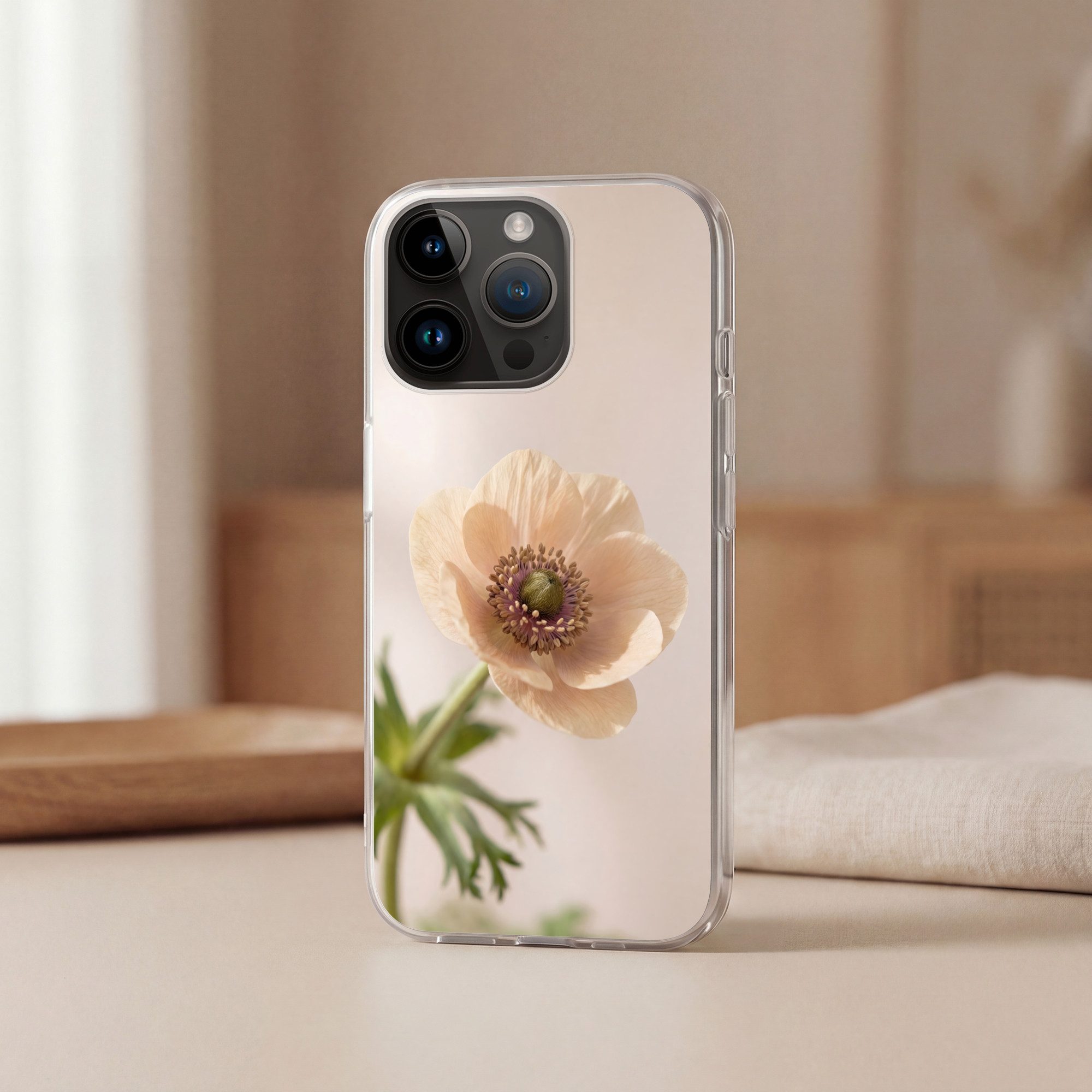 MuchoWow Handyhülle für Apple iPhone 14 Pro Max Blume - Minimalistisch - Grün, Smartphone-Bumper, Print, Handy Schutzhülle Dünn