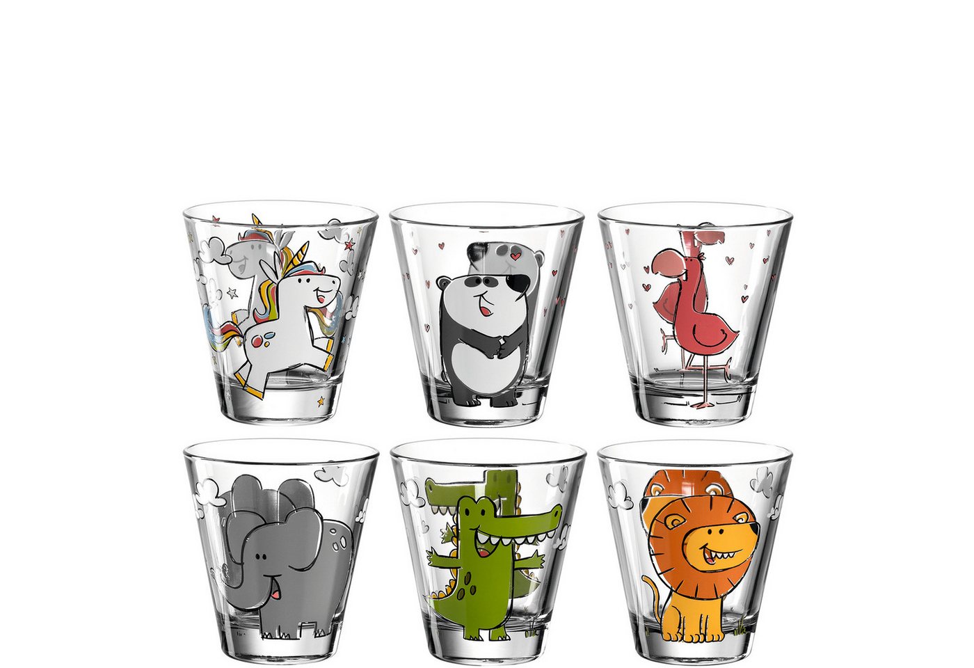 LEONARDO Glas Bambini, Kalk-Natron Glas, 6 Gläser, Set, Kindermotiv, Spülmaschinengeeignet