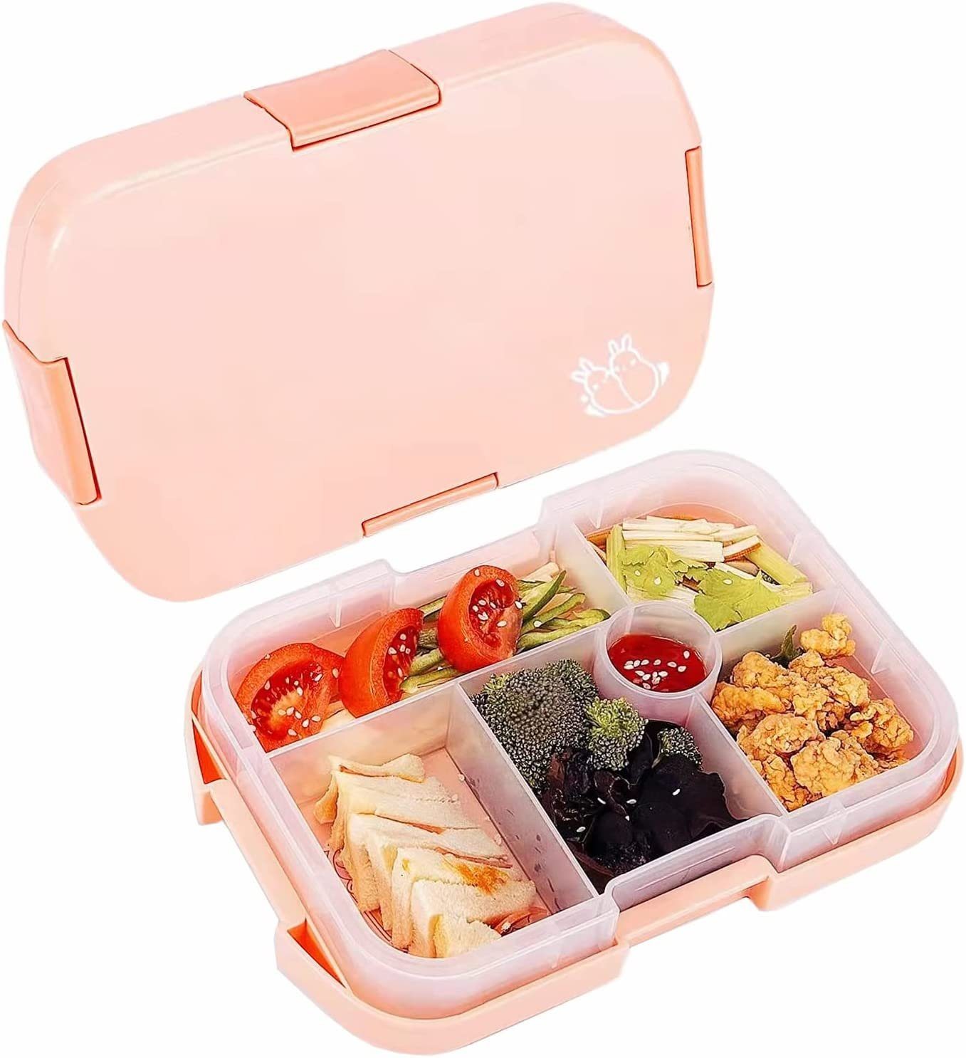 Bento Fächern(6 mit Box Lunchbox Vesperdose Haiaveng Fächer), Kinder Brotbüchse, Rosa Auslaufsicher,