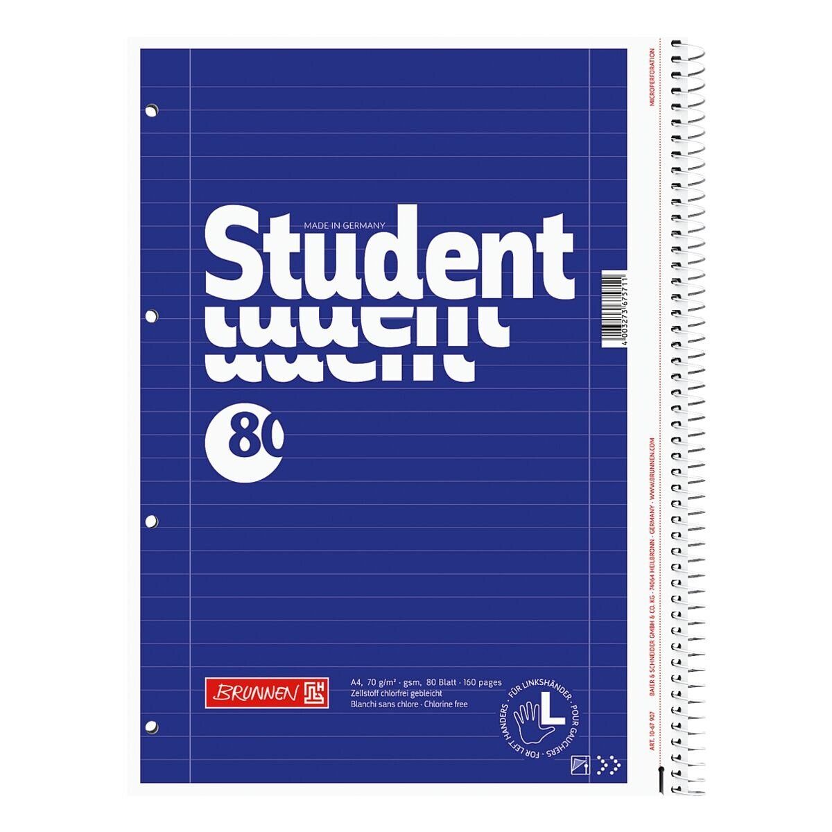 Collegeblock Student Linkshänder
