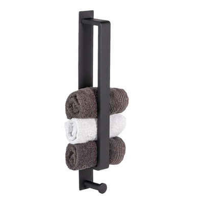 Intirilife Handtuchhalter, Handtuch Halterung ohne Bohren Edelstahl in Schwarz 41.5 x 4.5 x 6.5cm