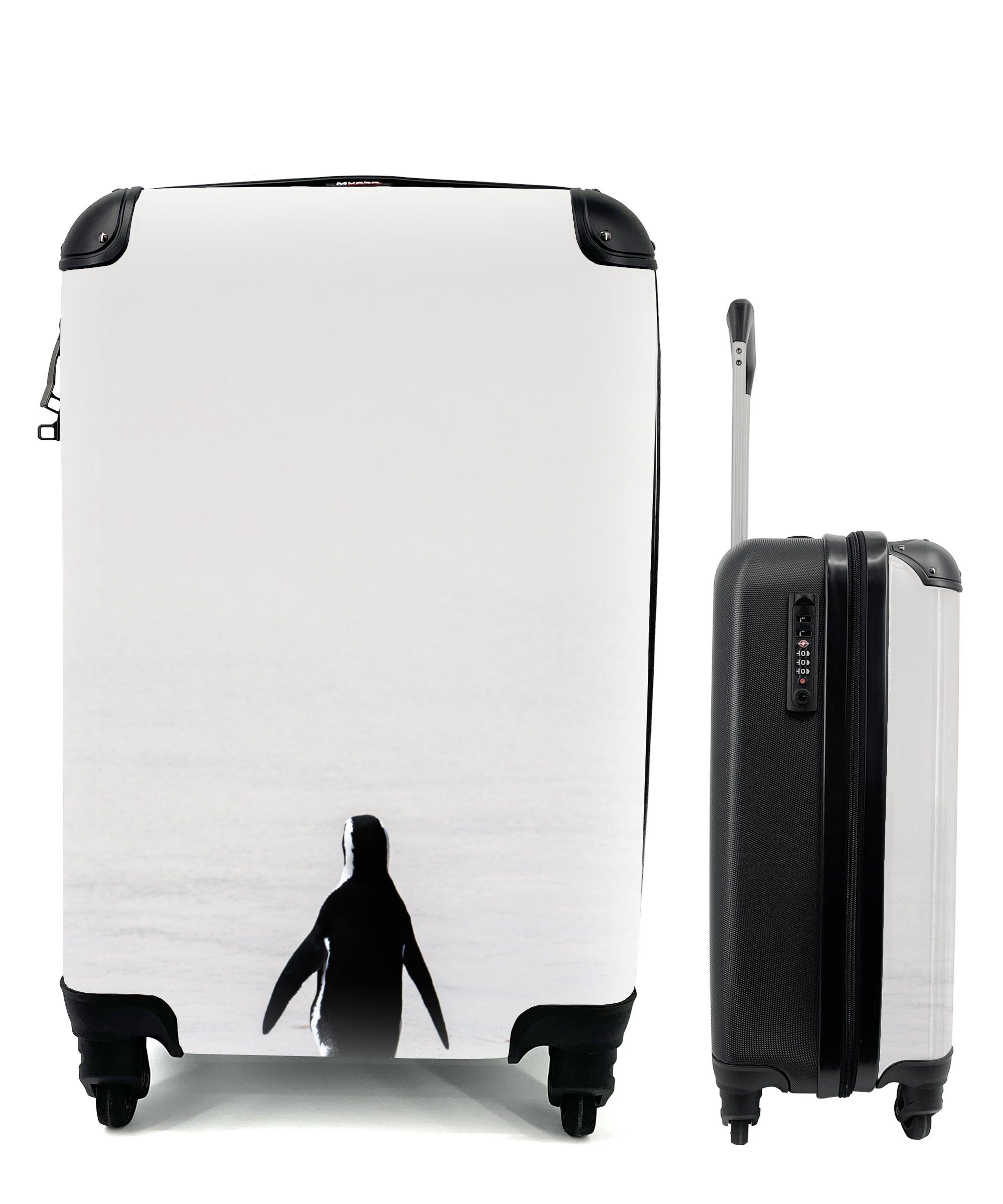 MuchoWow Handgepäckkoffer Schwarzfußpinguin Reisetasche Trolley, Handgepäck mit Minimalist, Ferien, 4 Reisekoffer Rollen, für rollen