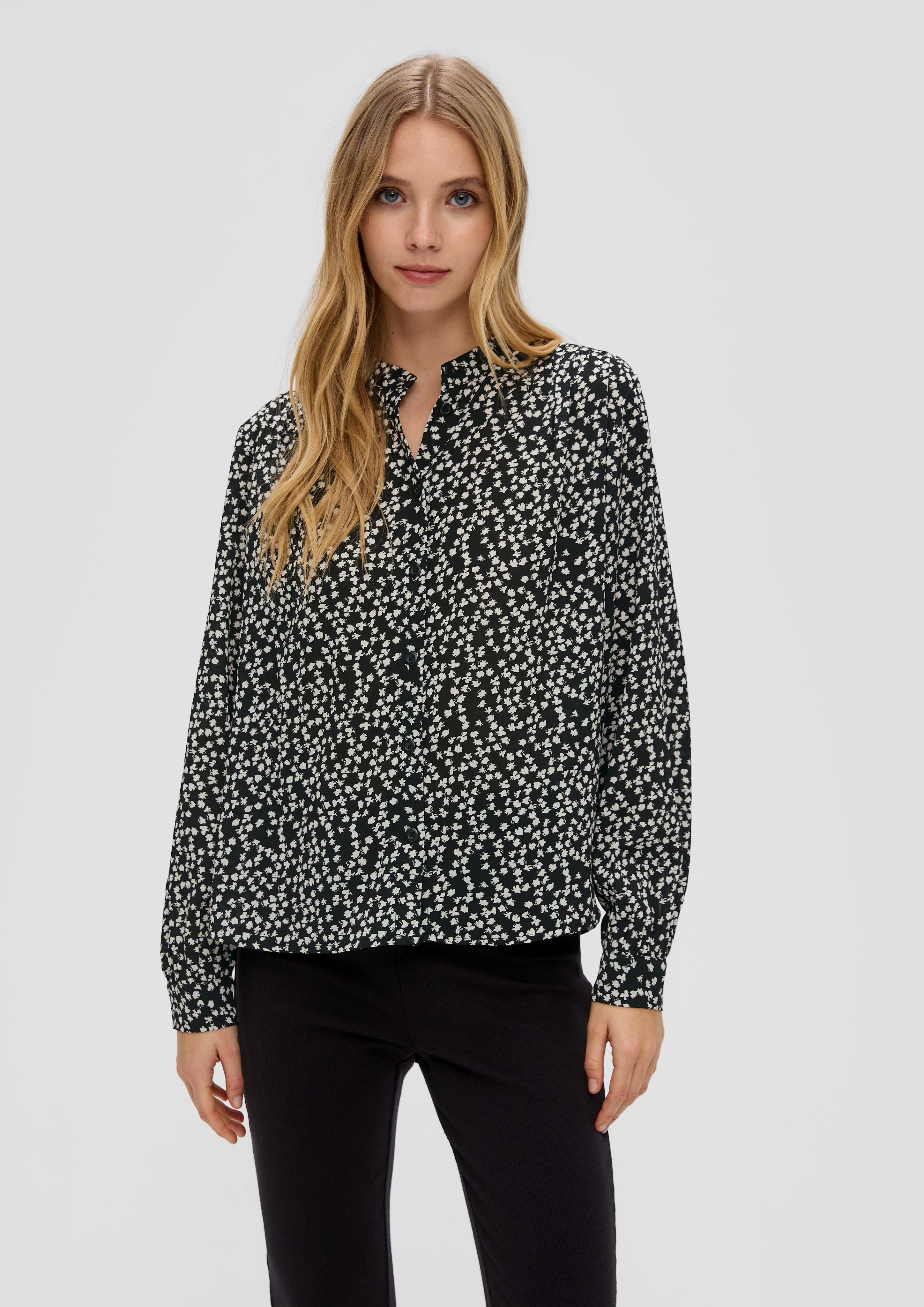 Langarmbluse Hochgeschlossene Bluse mit Allover-Print