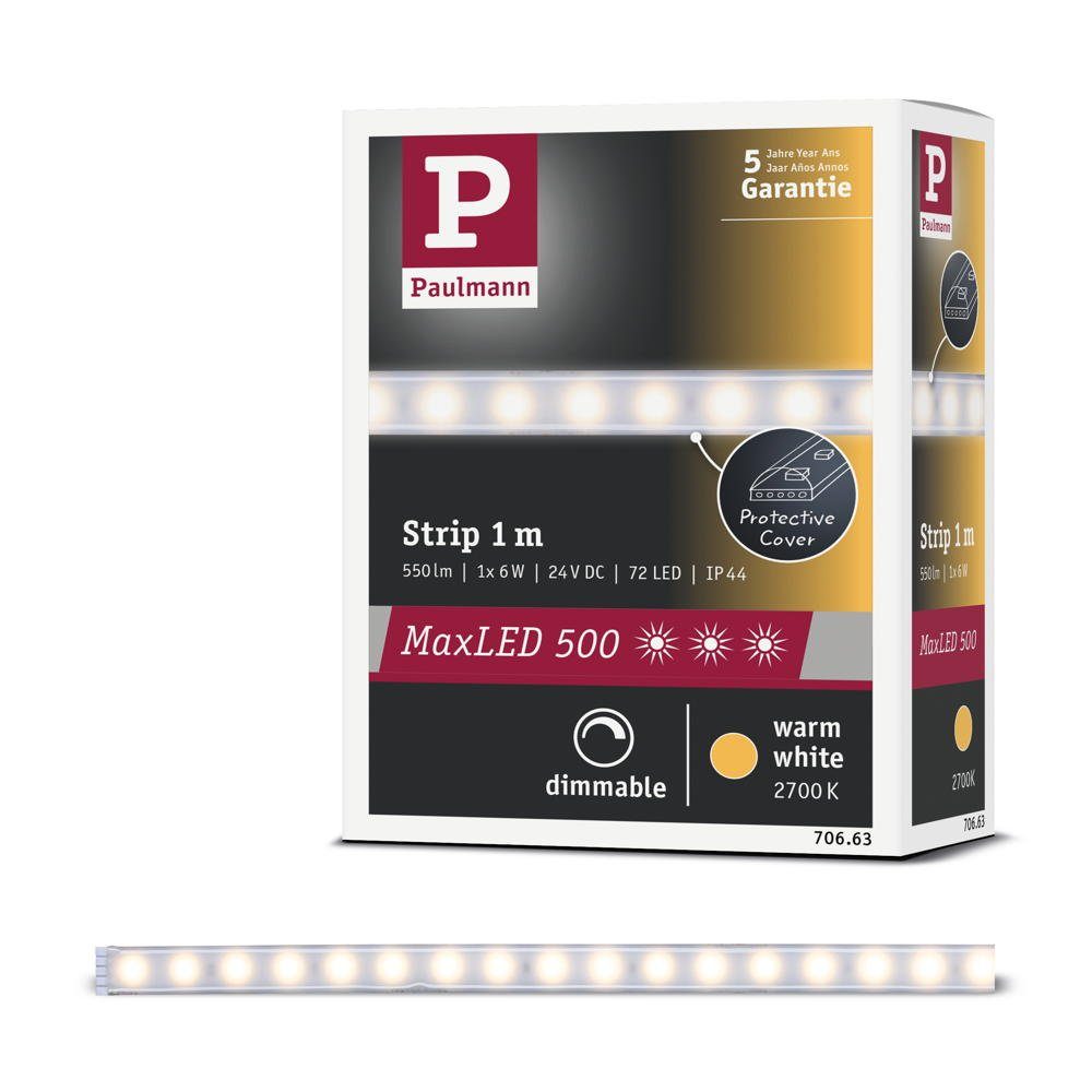 in aus LED Kunststoff Paulmann MaxLED 7W Streifen 1-flammig, Warmweiß Stripe, Silber LED 500 Function Stripe 1m,