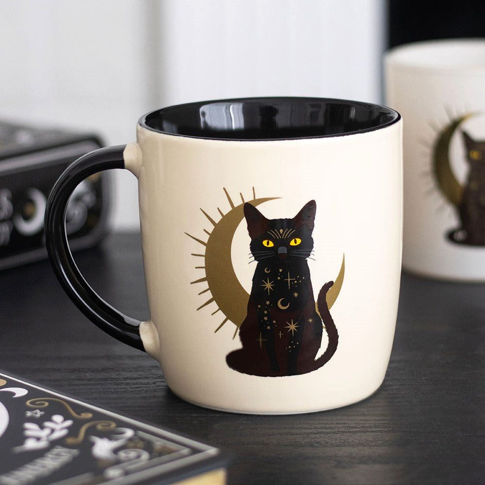 Tasse Magick Cat Keramiktasse – Schwarze Katze mit Mond