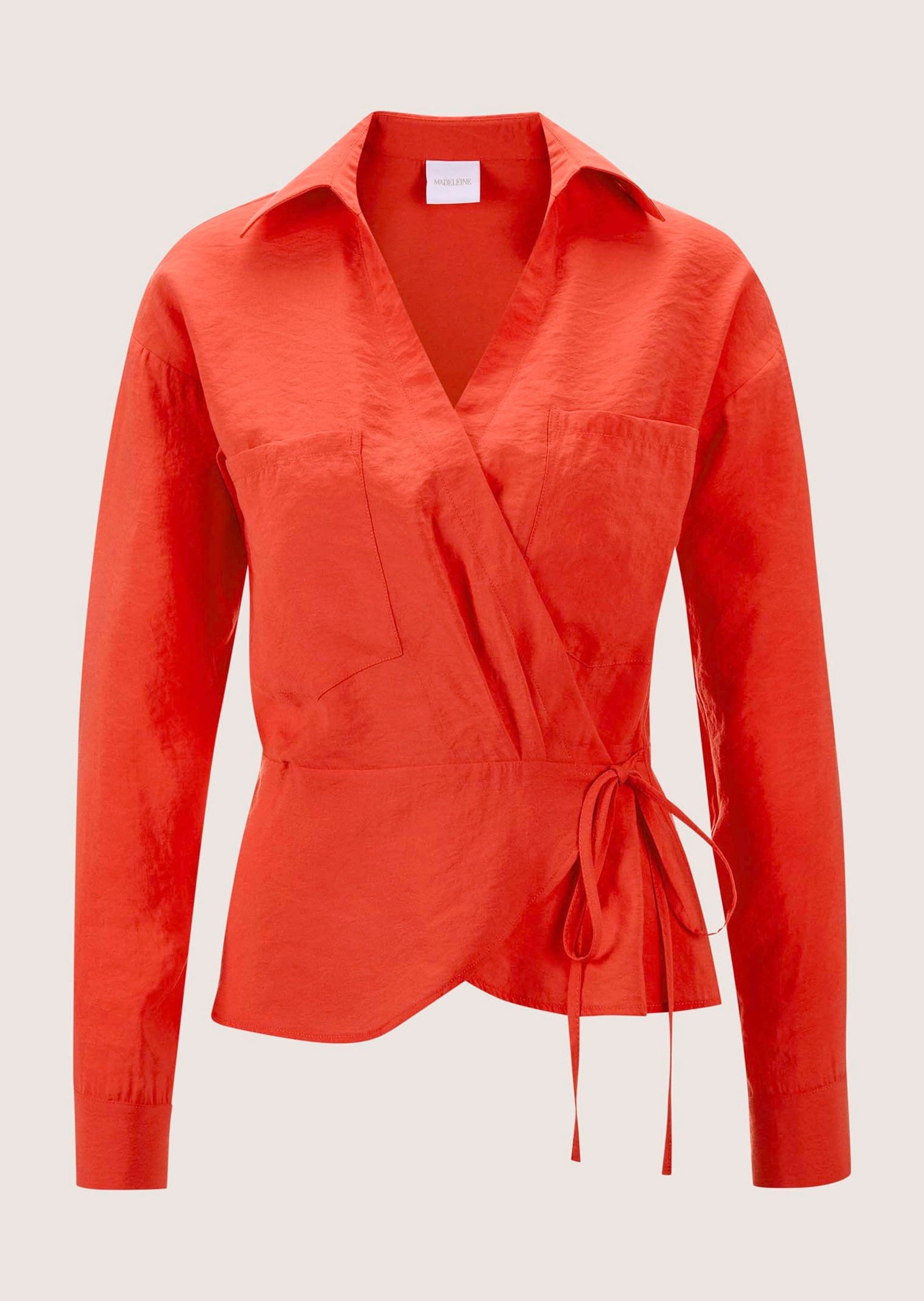 Langarmbluse Wickelbluse mit Schößchen