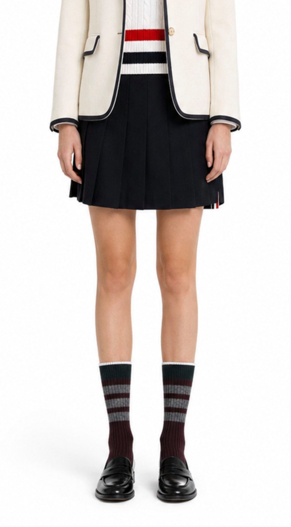 THOM BROWNE Freizeitsocken Kaschmir Socken Strick Kaschmirsocken Made Italy One Size Signature RWB-Grosgrain-Loop-Tabs