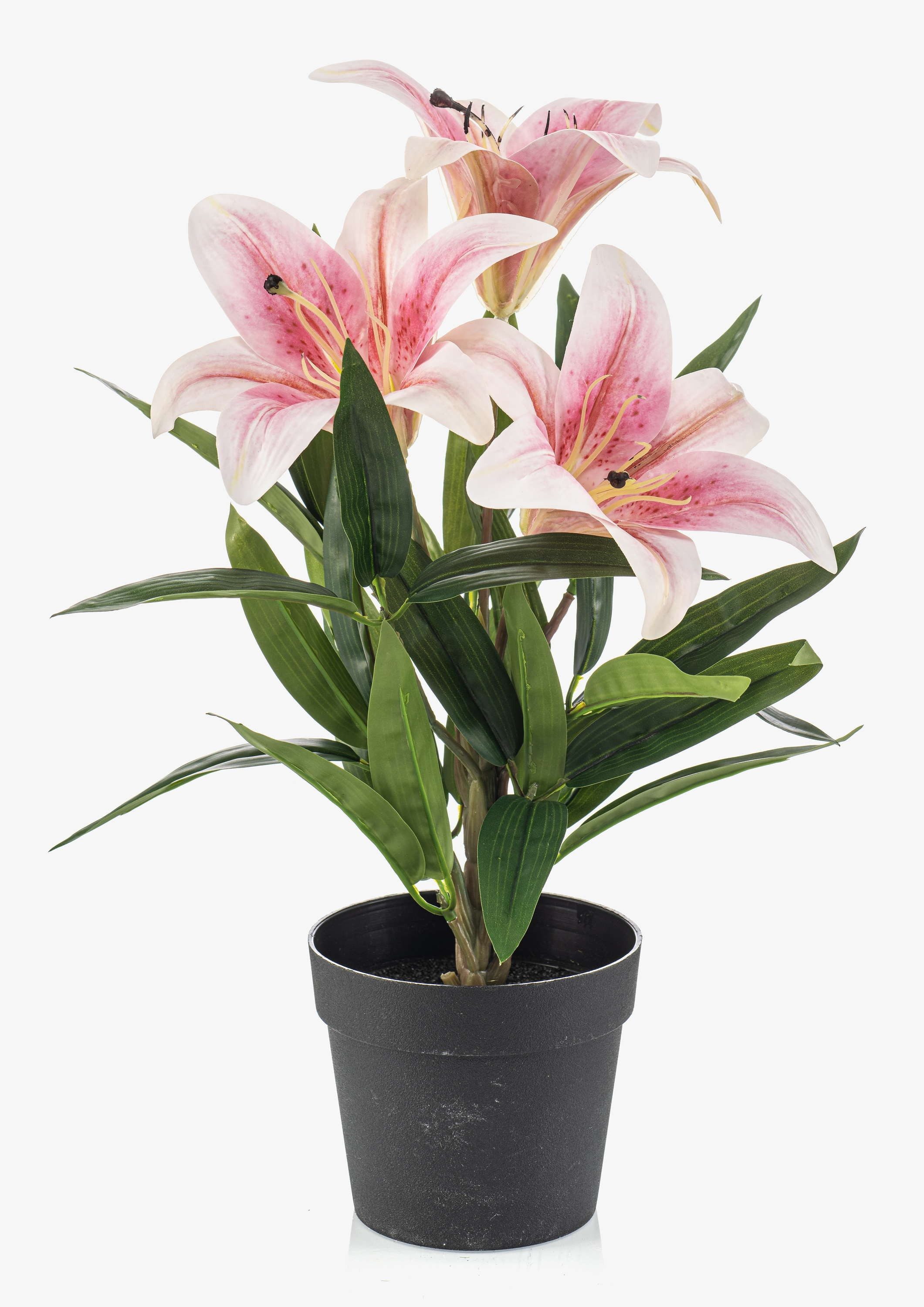 Kunstblume Lilie YELTOR im Dekotopf, rosa-pink, 35cm Lilie, artplants, Höhe 35.0 cm