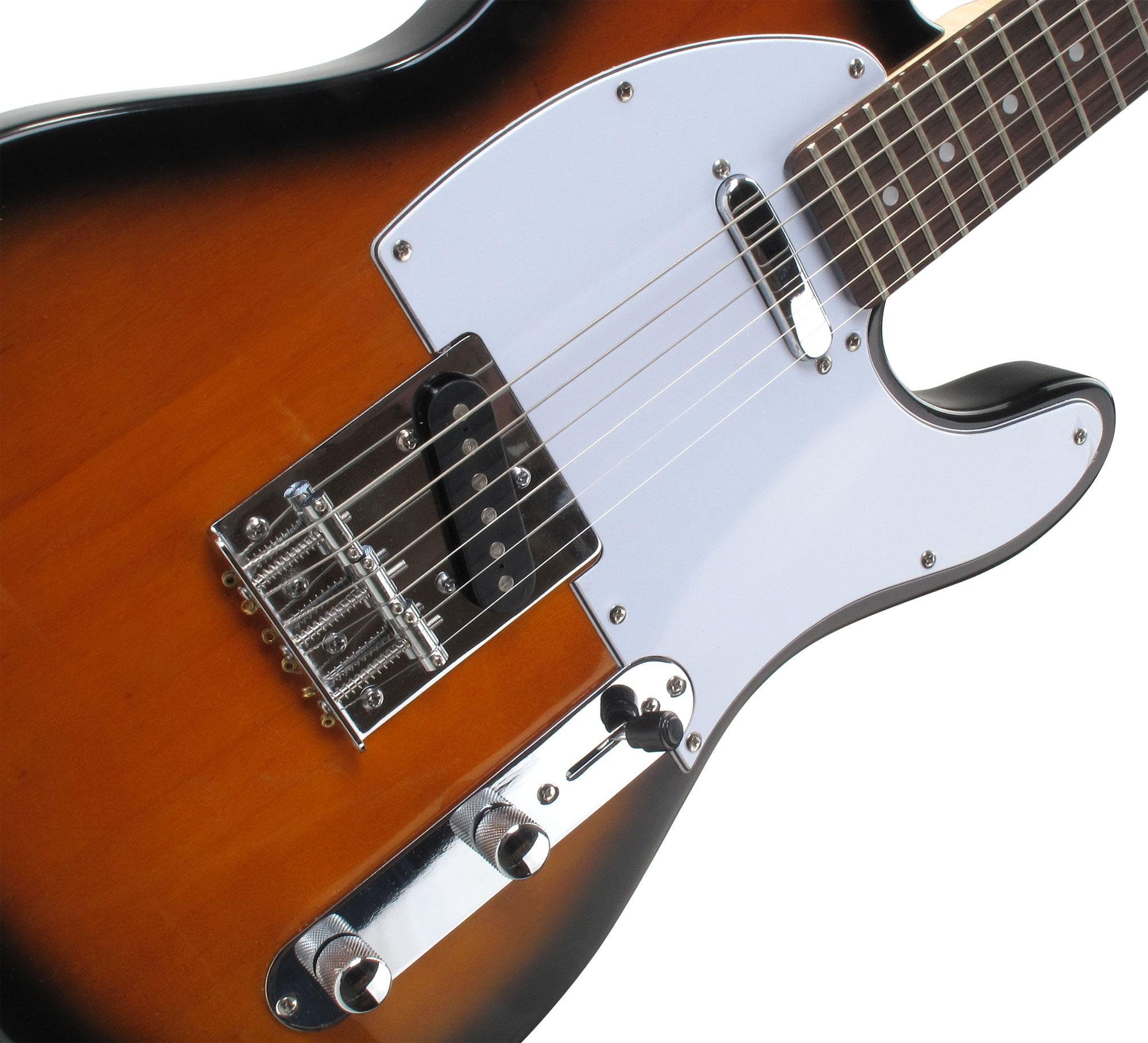 Rocktile E-Gitarre Pro TL100-SB elektrische Gitarre, TL-Sytle, Spar-Set, inkl. Gigbag, Kabel, Plektren, Schule & Saiten, 2 Single Coils Tonabnehmer - 22 Bünde, Palisander Griffbrett
