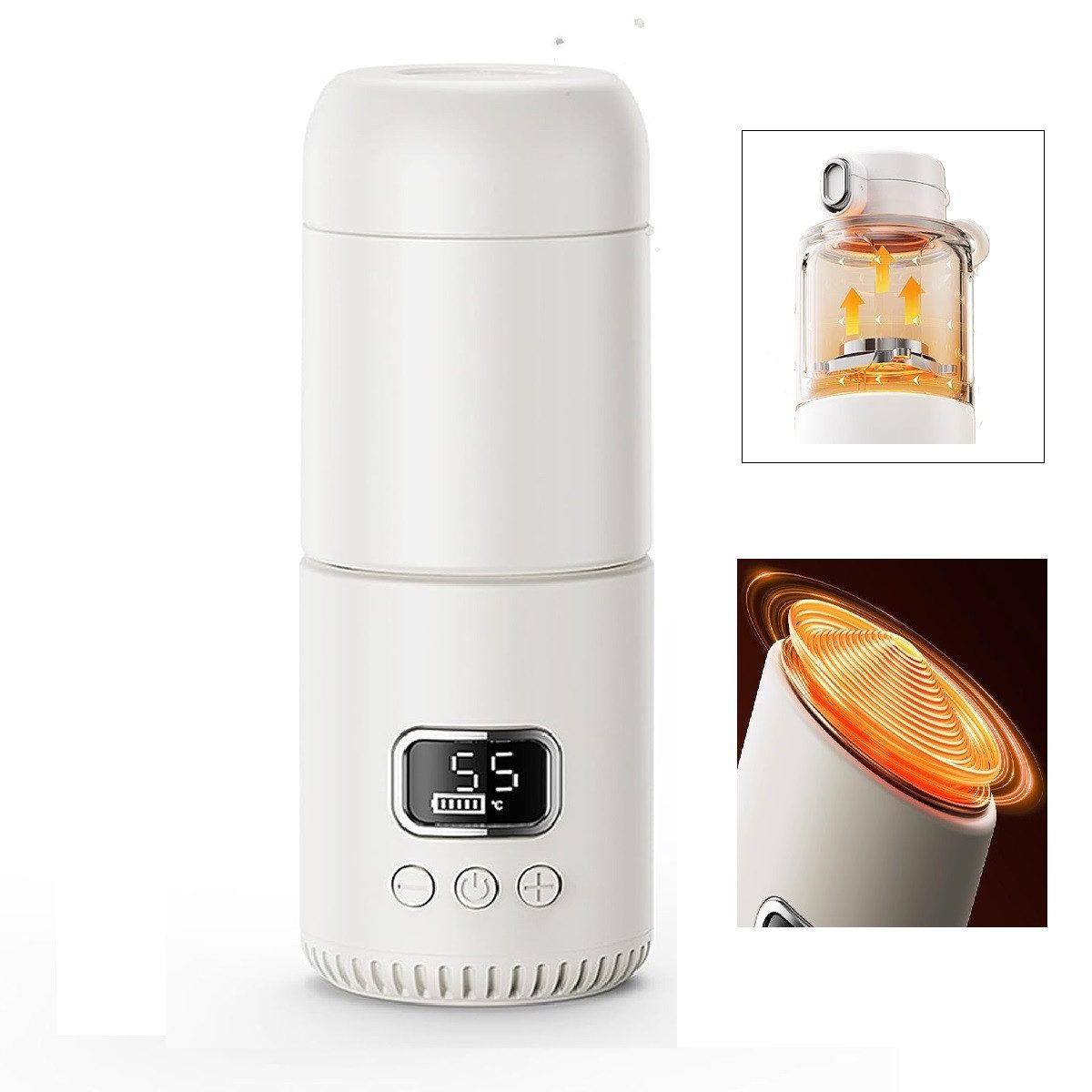 Thermobecher Baby Flaschenwärmer 350ml, 18000mAh Akku, 8 Min Schnellaufheizung